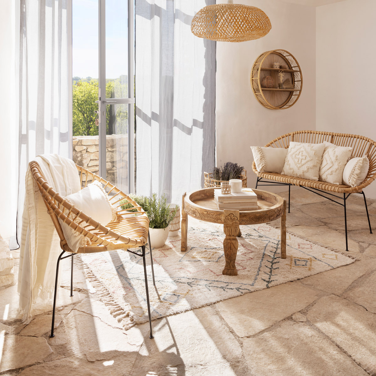 Armchair "Keko" Metal, rattan