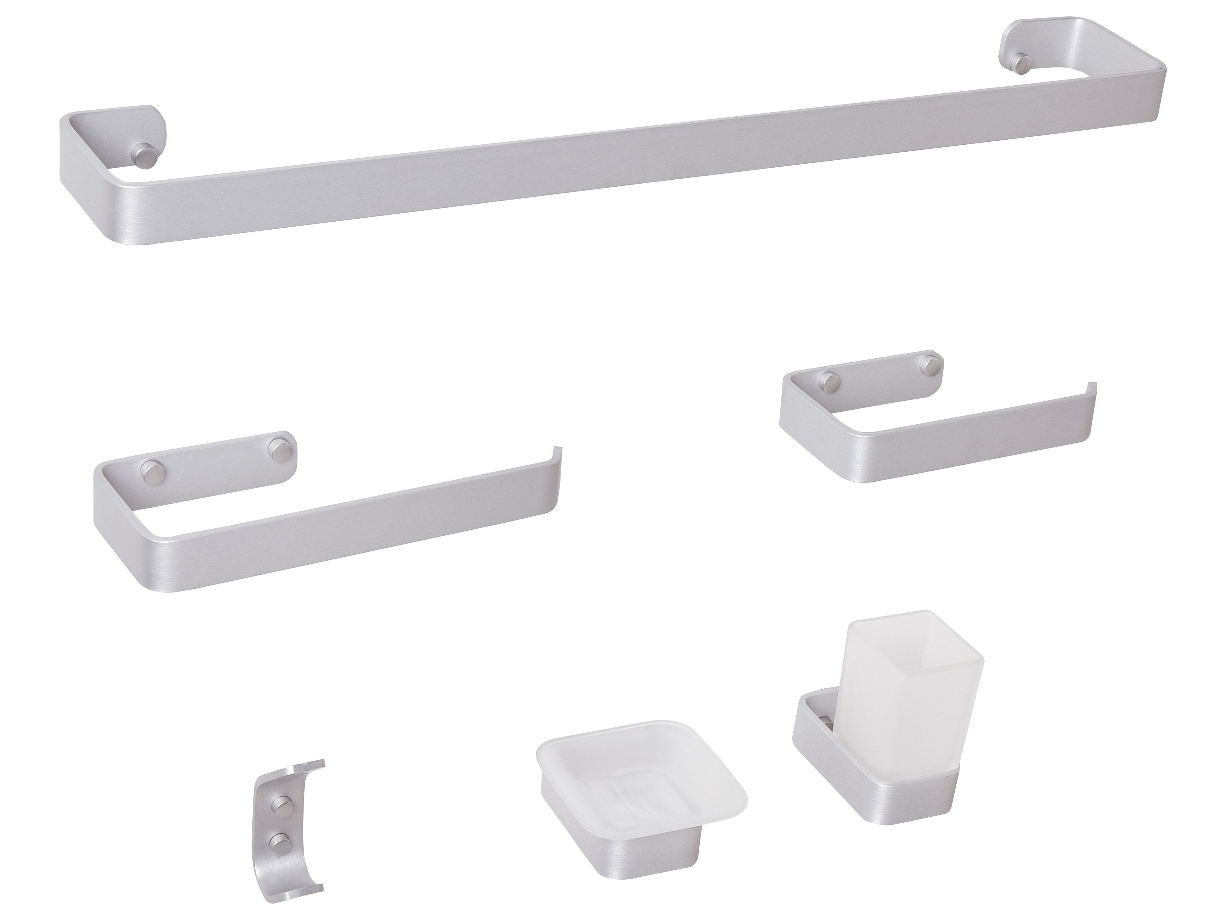 6-Piece Bathroom Hardware Set ZORRITOS with Towel Bars and Hooks Metal Silver