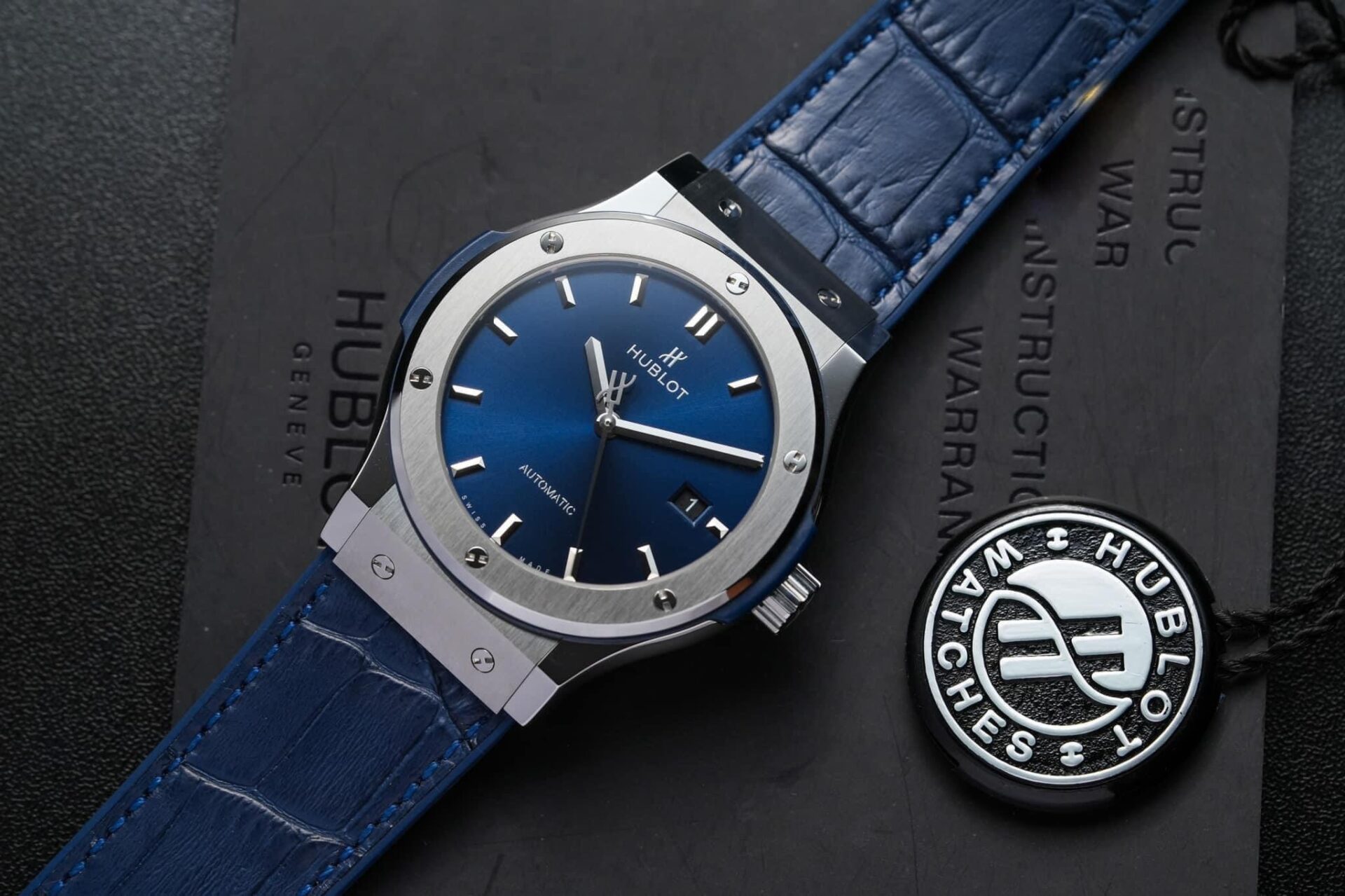 Hublot Classic Fusion Titanium Replica Watch Blue Dial JJF Factory 42mm - Elite Watch Atelier
