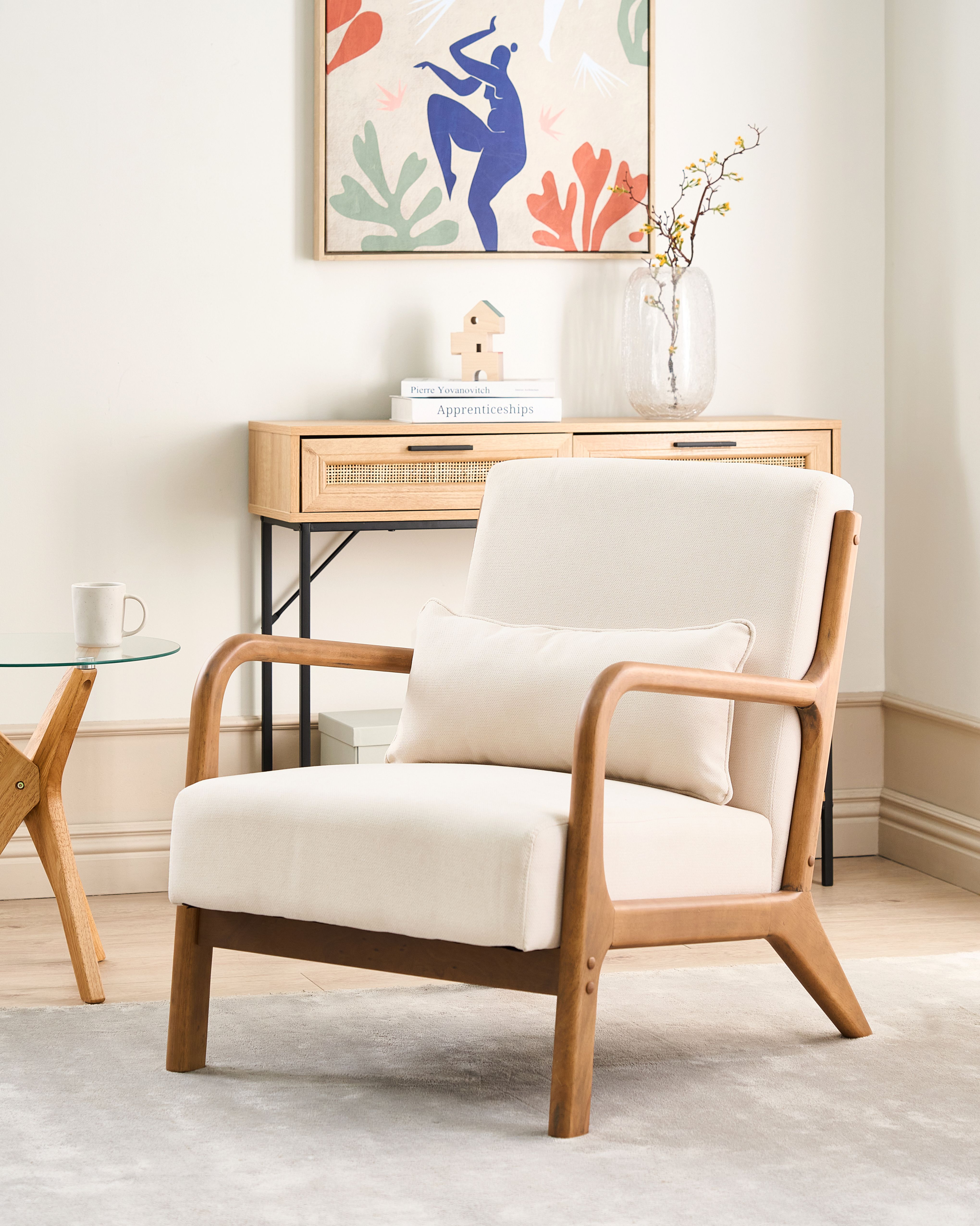 Armchair SKOVDE Fabric Light Beige