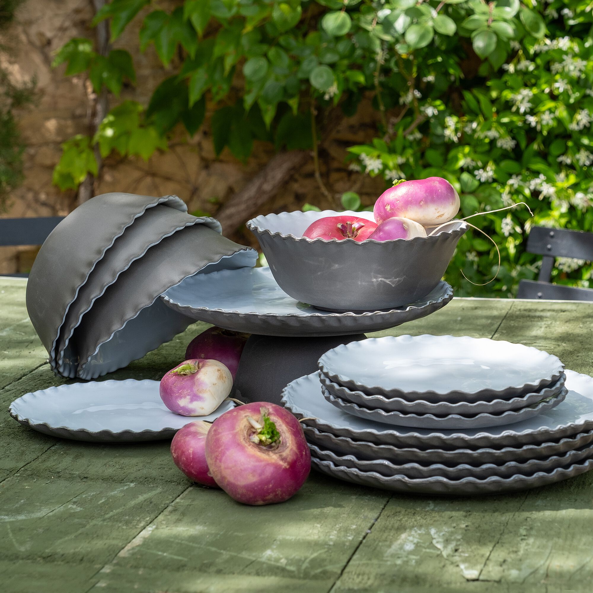 ONDULA - Assiette à dessert en grès D20cm - blanc