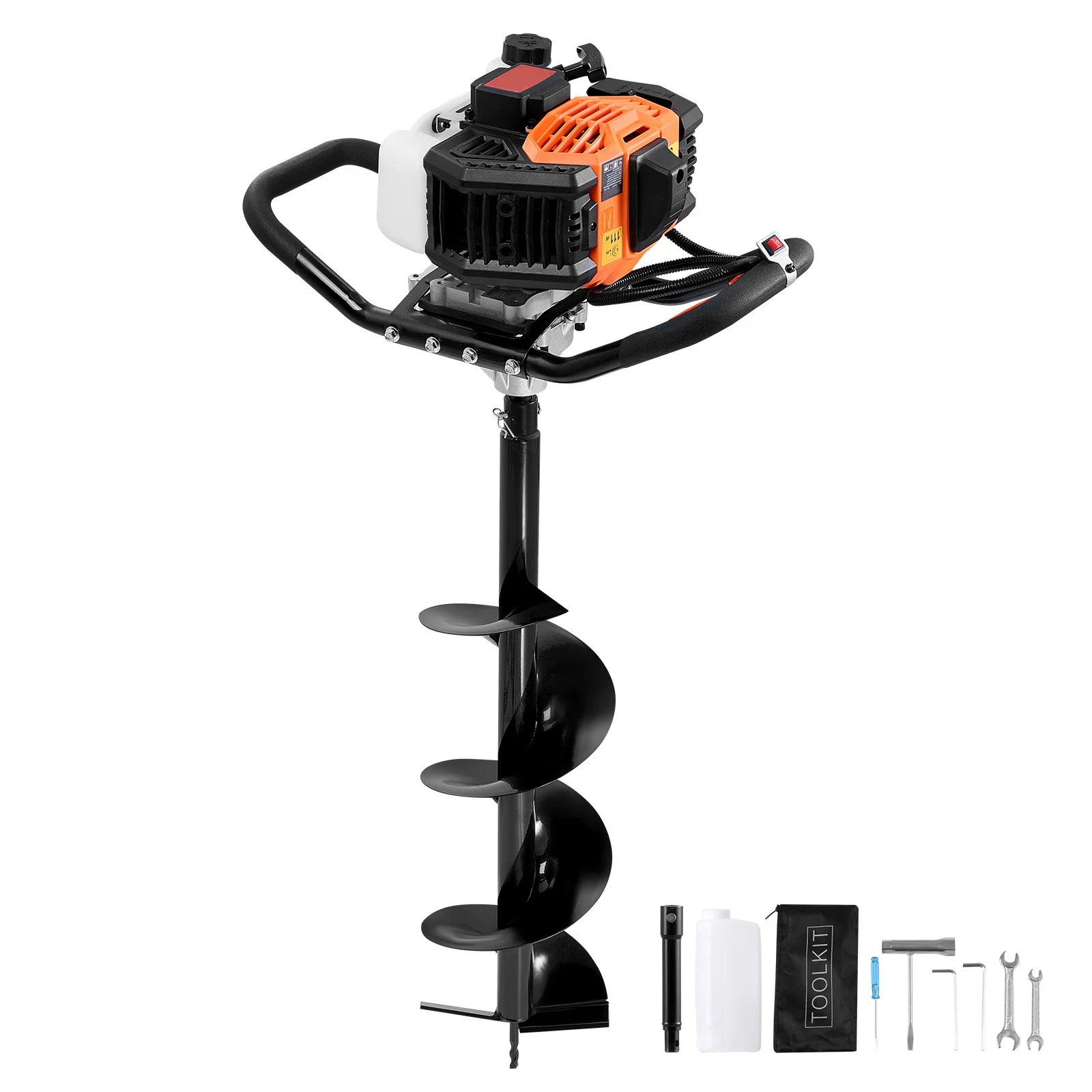 KFFKFF Gas Earth Auger, 52CC 1450W, includes 8�� Drill Bit & Extension Rod, Ideal for Garden, Farmland Fence Installation, Orange & Black - Image 5