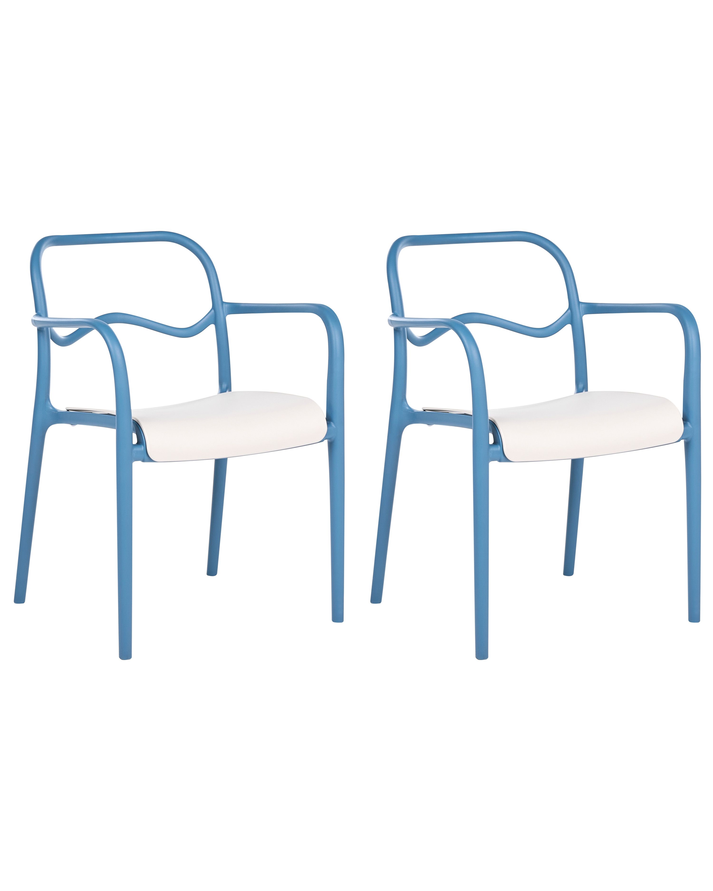 Set of 2 Garden Chairs THASOS Synthetic Material Blue