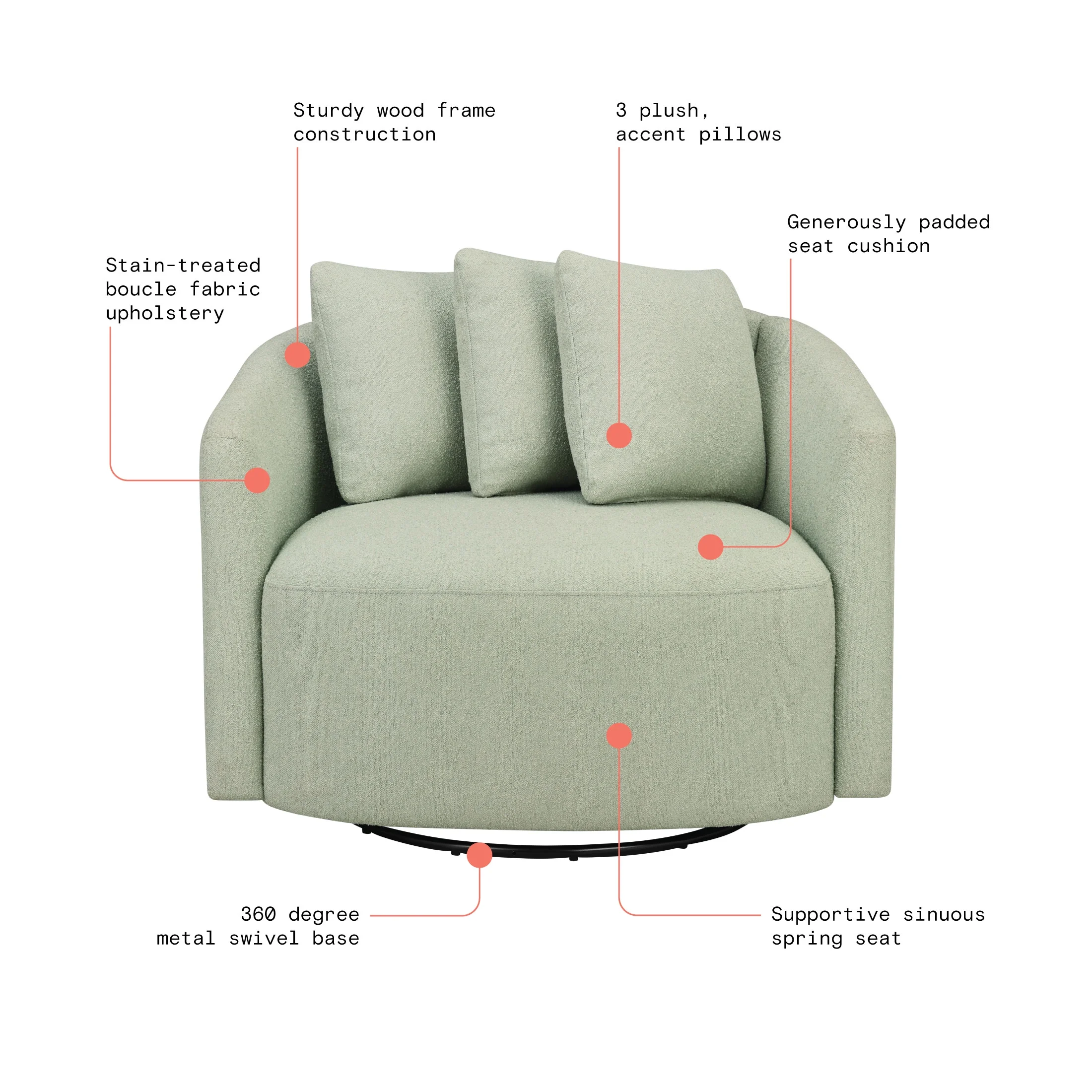 Beautiful Drew Accent Chair by Drew Barrymore, Cream Boucle - Image 38