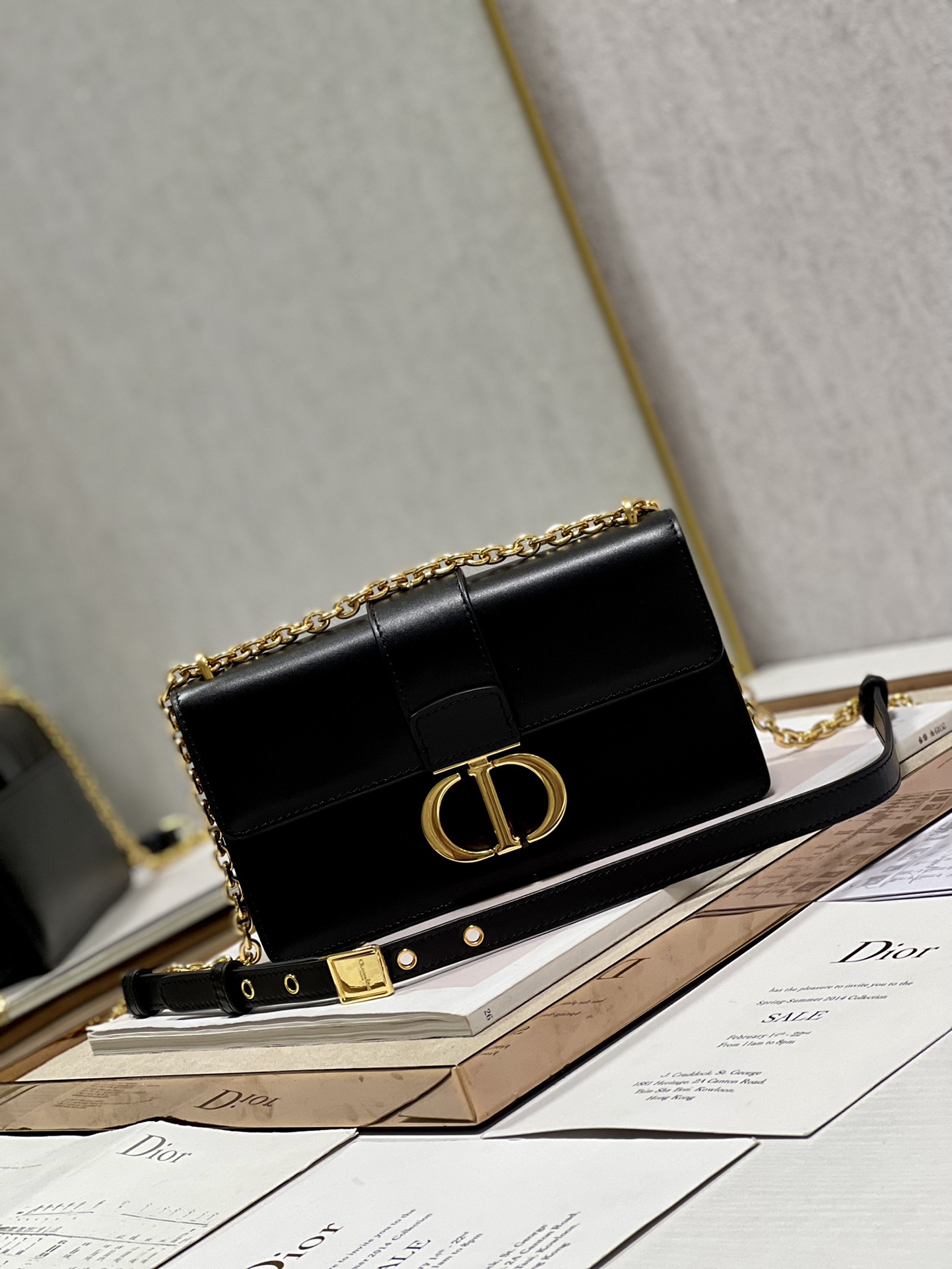 Dior Christian Dior 30 Montaigne East West Bag With Chain Black For Women 8.5in/21.5cm1:1High-quality replica