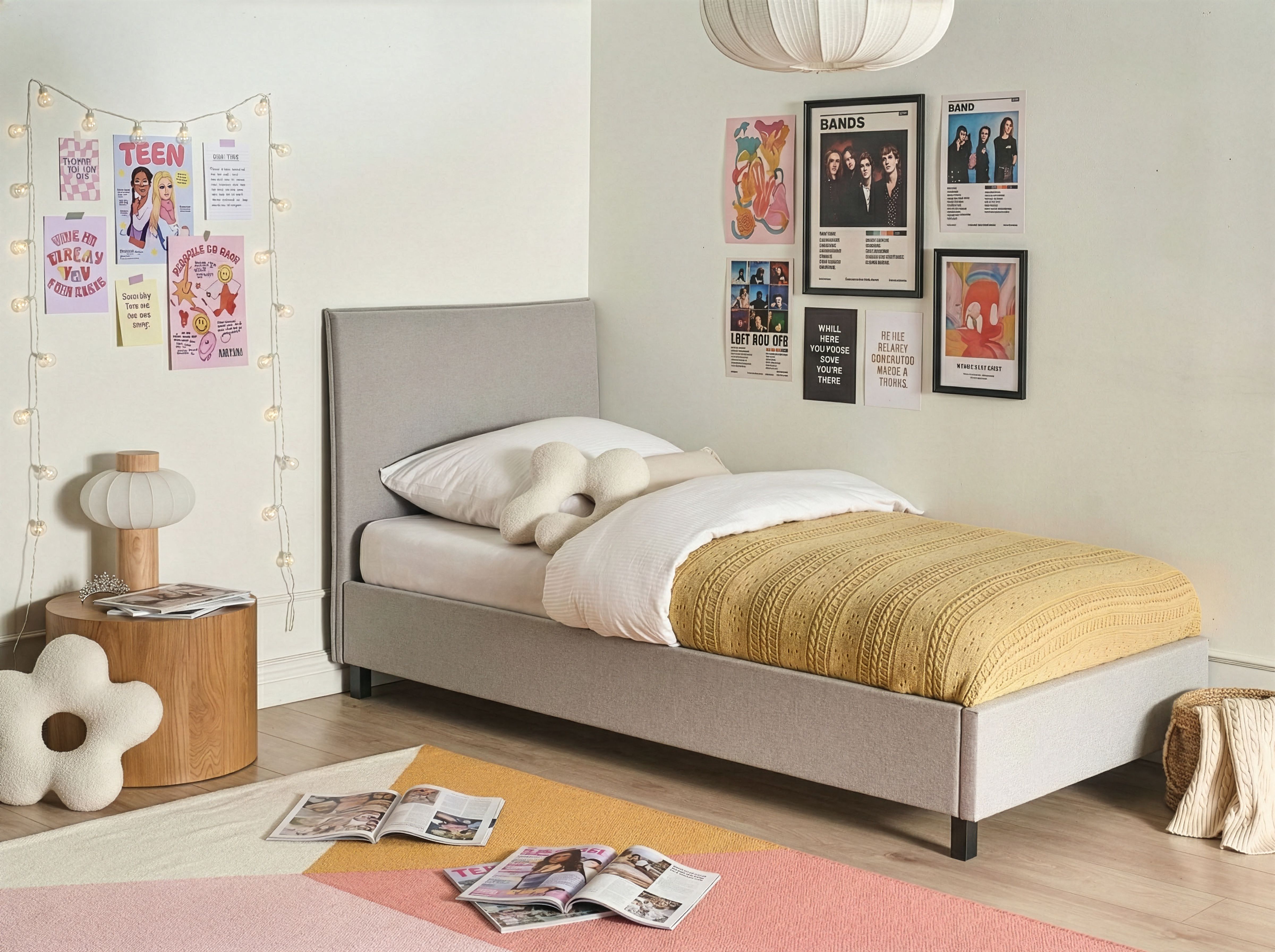 Bed Fabric SENNEZ 90 x 200 cm (EU Single) Light Grey
