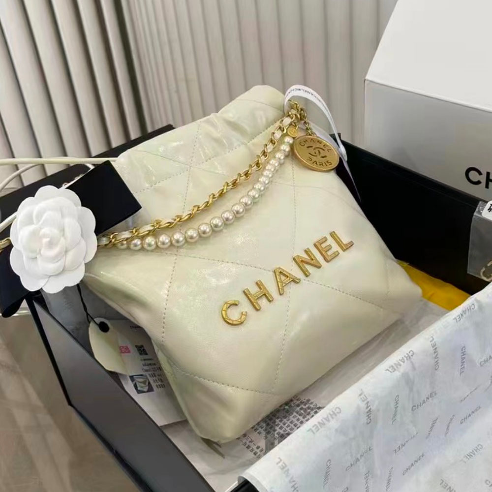 CHANEL Mini 23S Shiny Calfskin with Pearl Handbag AS39801:1High-quality replica