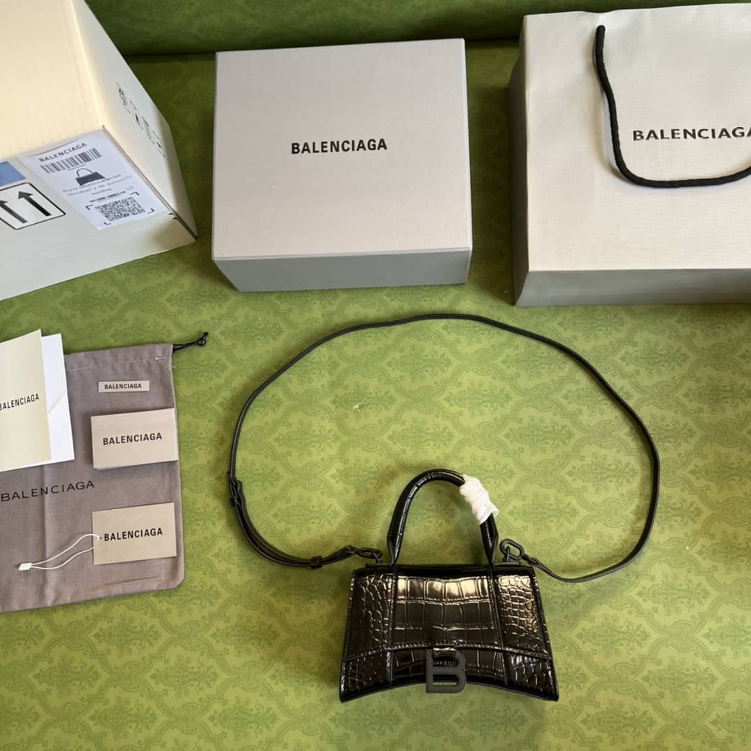 Balenciaga Hourglass Leather Top Handle Replica Bag - Replicaclubs