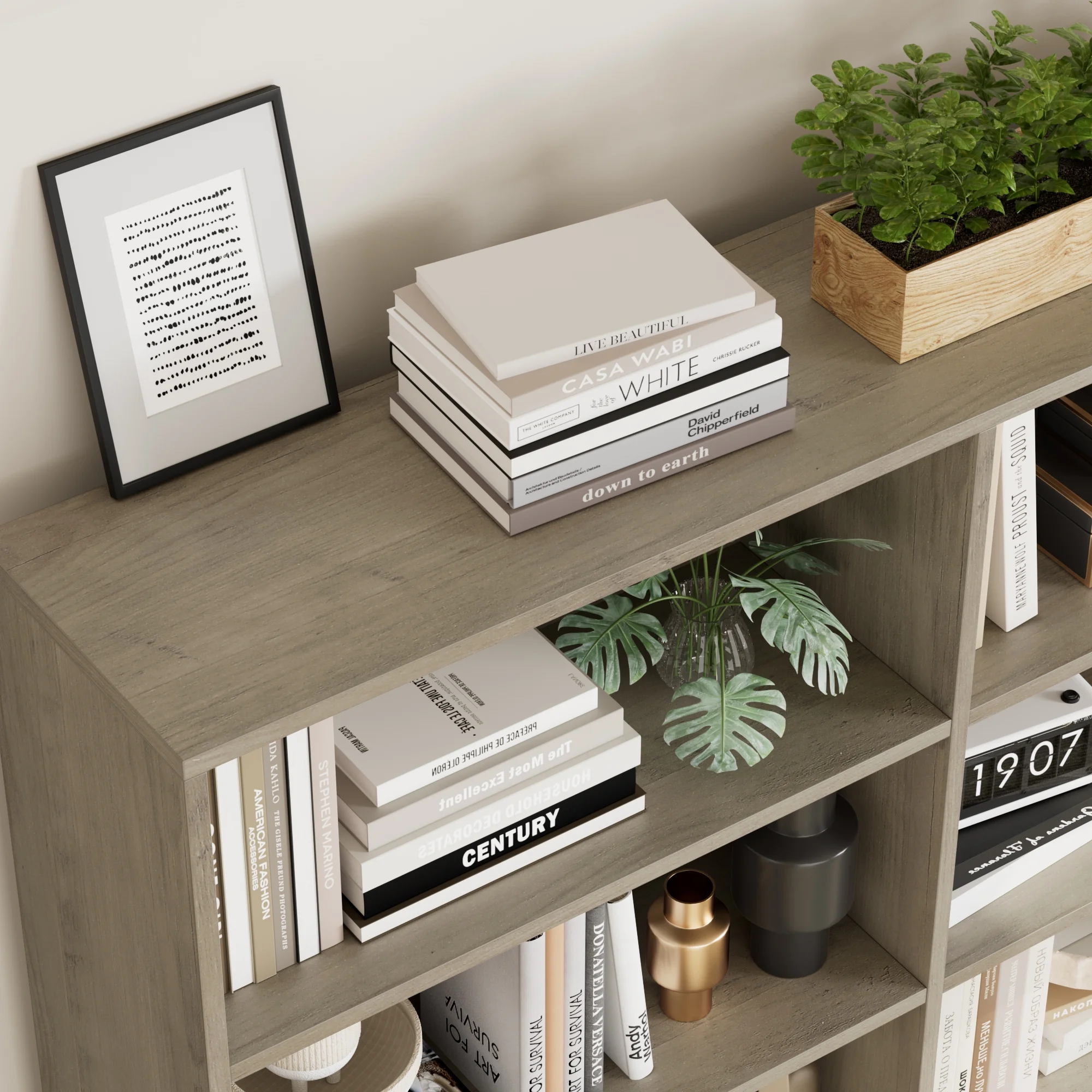 Homfa 74.3�� Double Wide 6-Tier Bookcase, Extra Large Wooden Freestanding Display Bookshelf for Home Office Living Room, White - Image 40