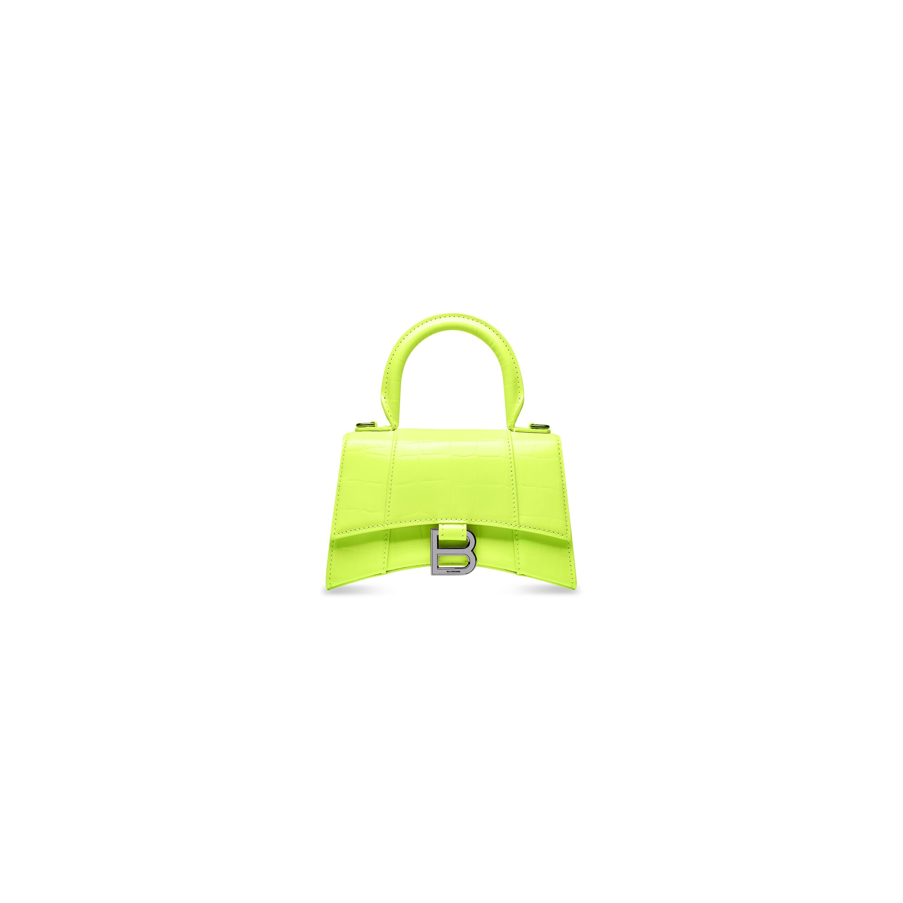 WOMEN'S HOURGLASS XS HANDBAG CROCODILE EMBOSSED IN YELLOW - Replicaclubs