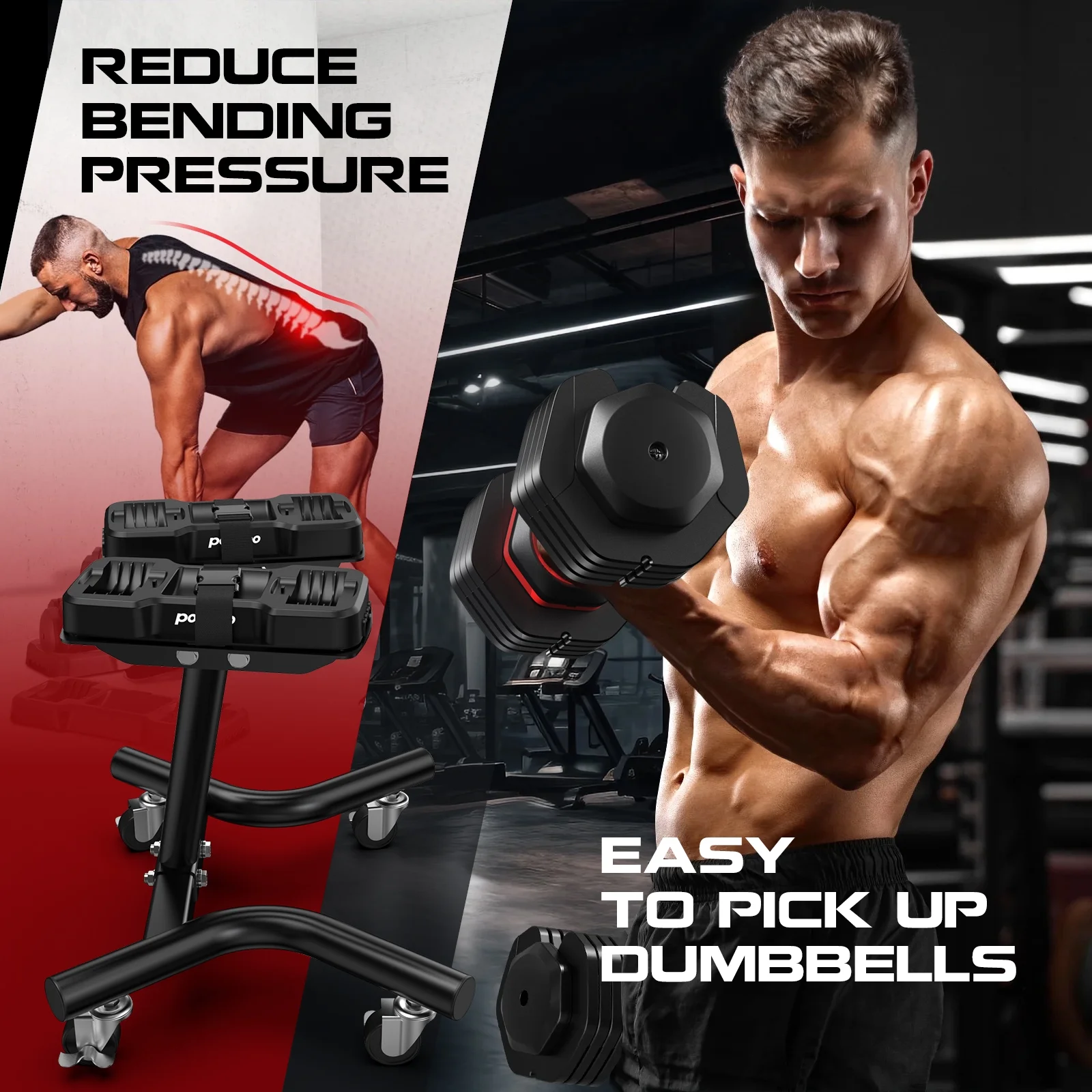 (1 Pair) LNOW 50lbs Quick Select Adjustable Dumbbells for Home Gym 5 in 1 Free Weights 5/10/15/20/25lb/50lb Dumbbell with Anti-Slip Handle, Suitable for Home Gym Exercise Equipment - Image 25