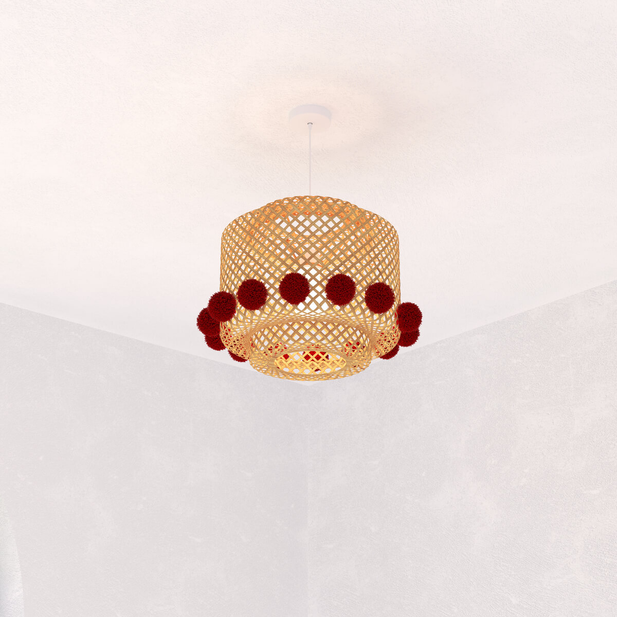 Children's pendant light, tassels "Liby" Bamboo, D.28 cm