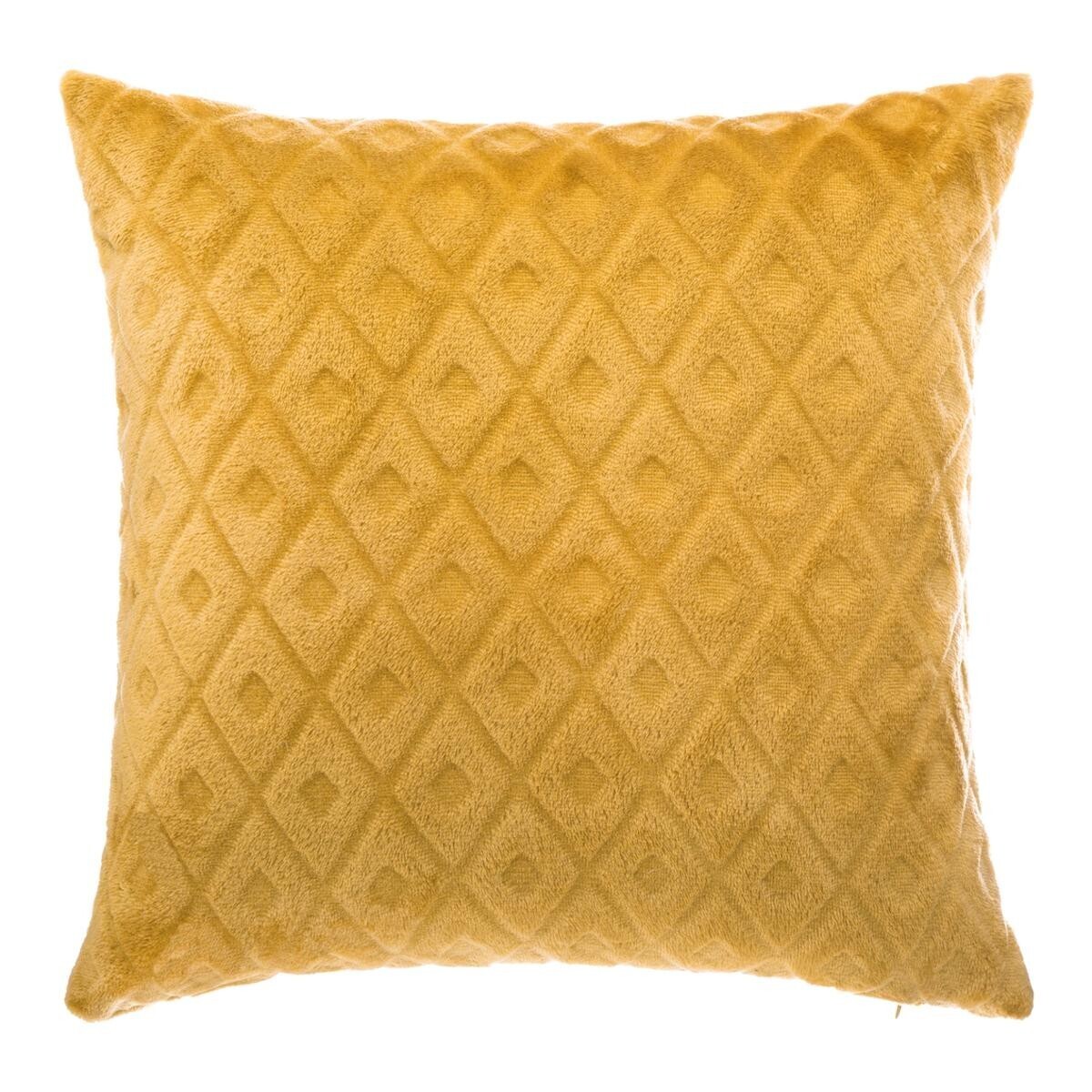 Cushion diamond patterns, flannel Mustard yellow, 40x40 cm