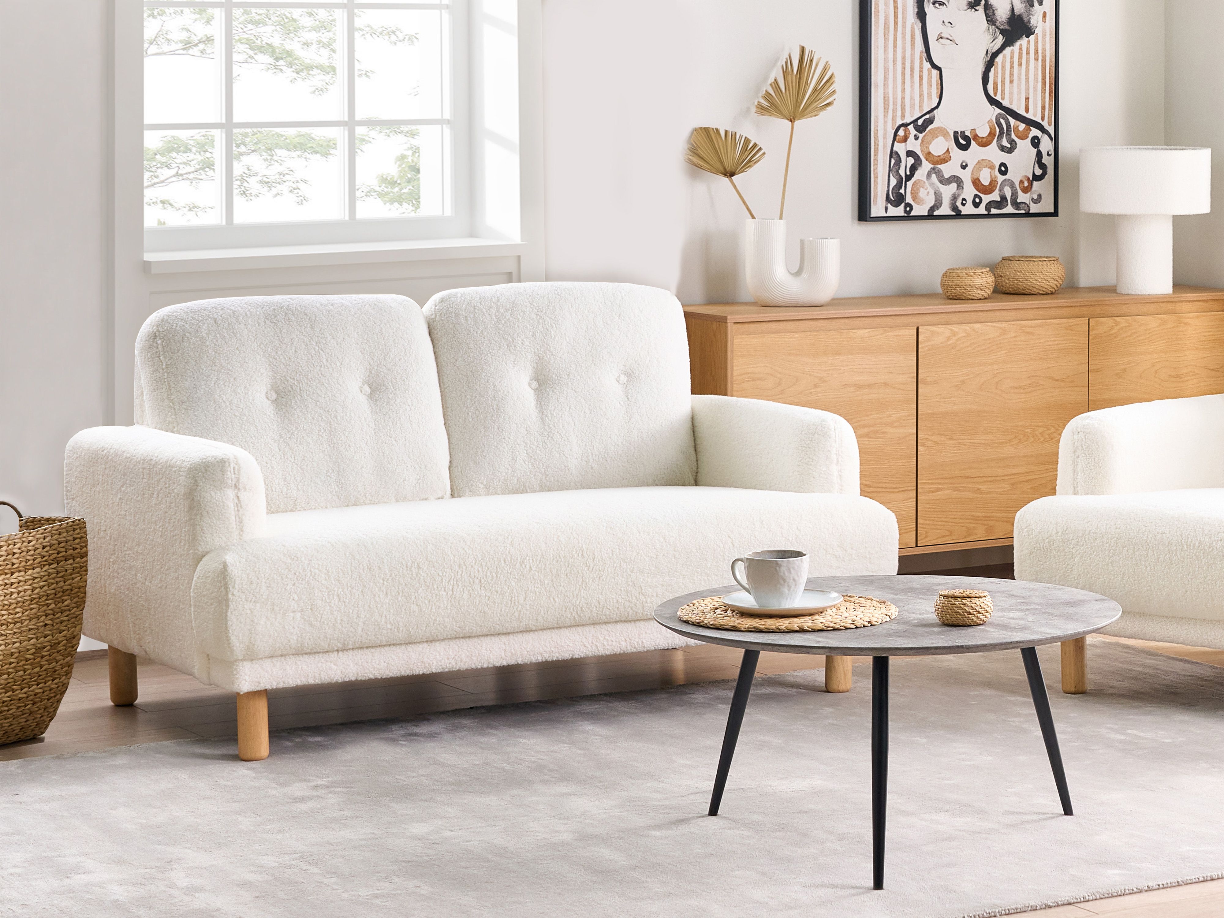 Sofa 2 Seater TUVE Boucle White