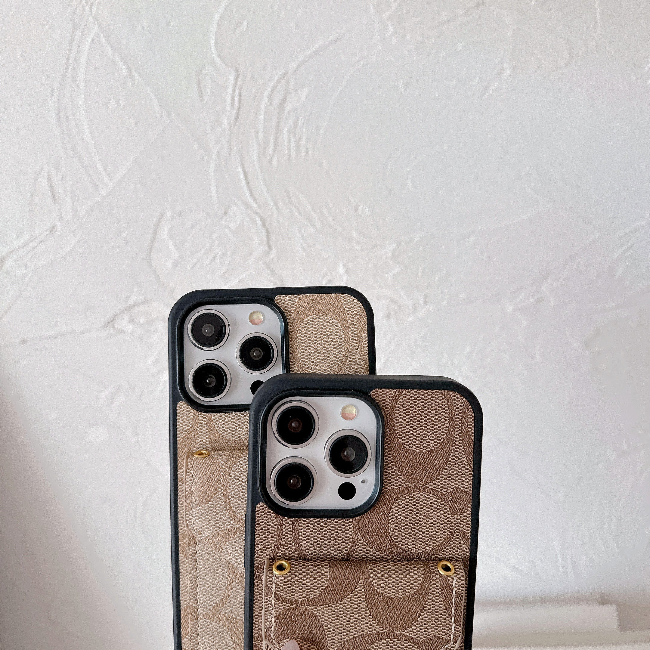 Coach iPhone Case With Card Holder And Strap Light Brown -SJ240513 - Wholesale & Influencer