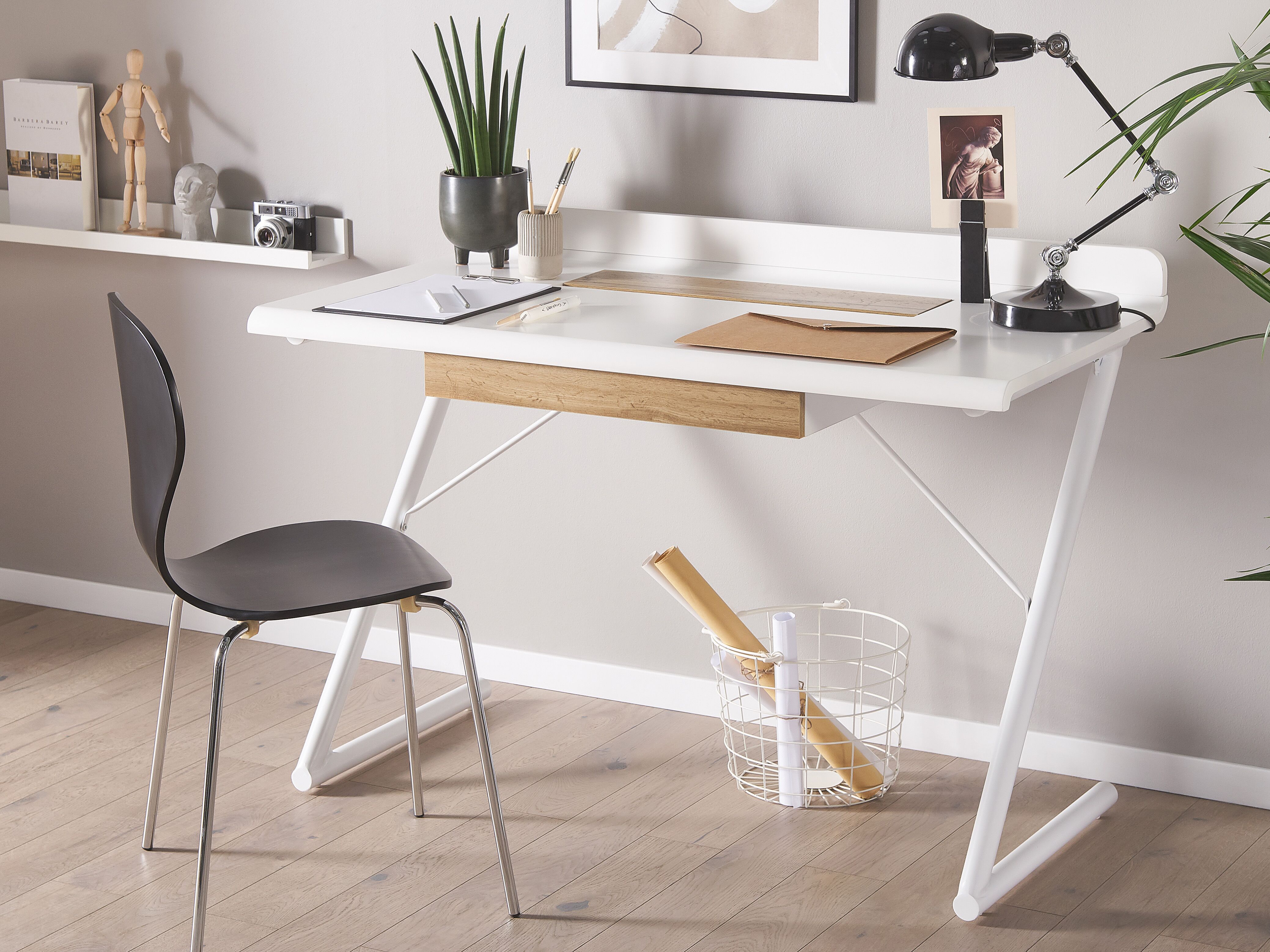 Home Office Desk FOCUS White 120 cm 60 cm with Drawers