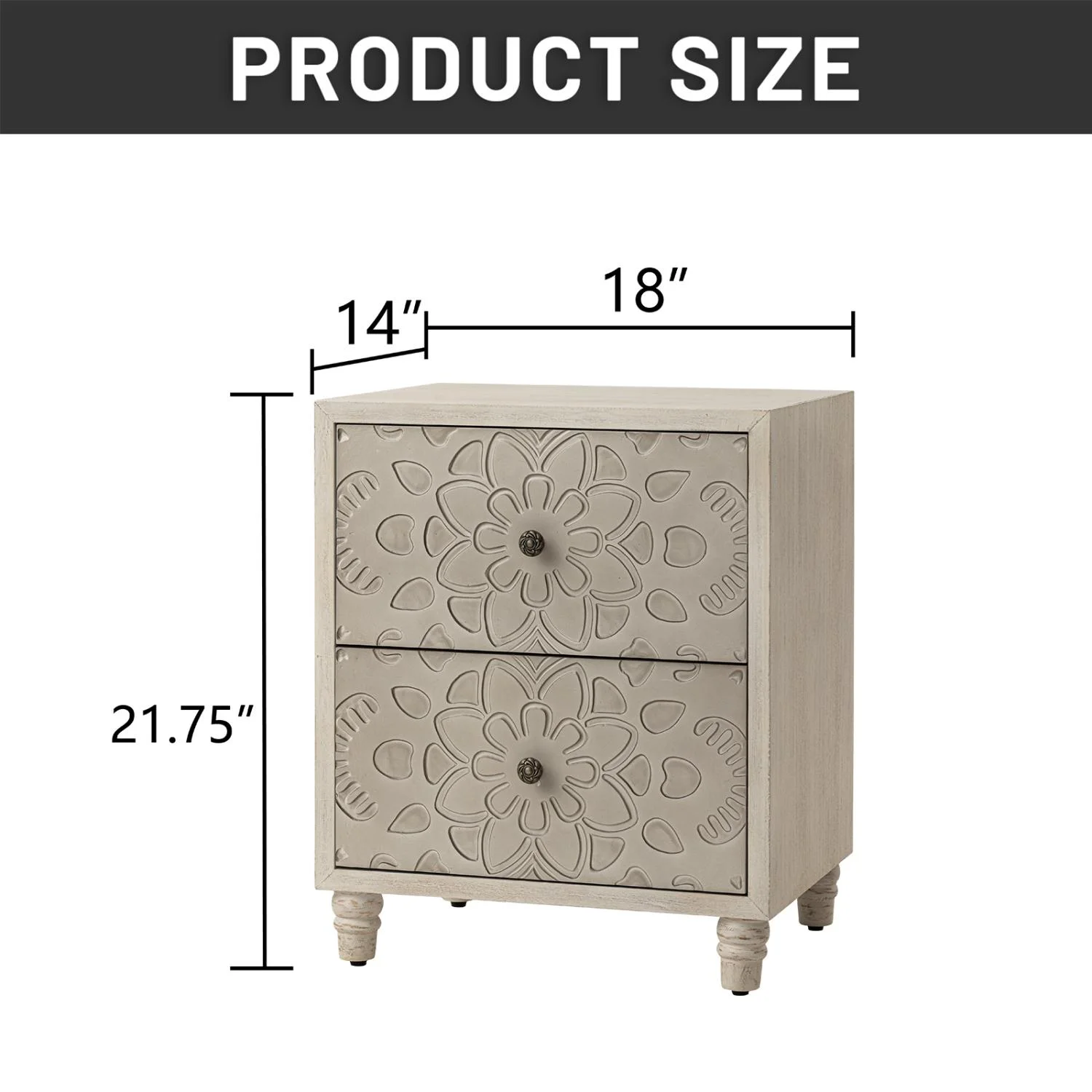 FOROUTIA Wooden Nightstand with 2 Drawers,Vintage MDF Bedside Tables with Storage - Image 21