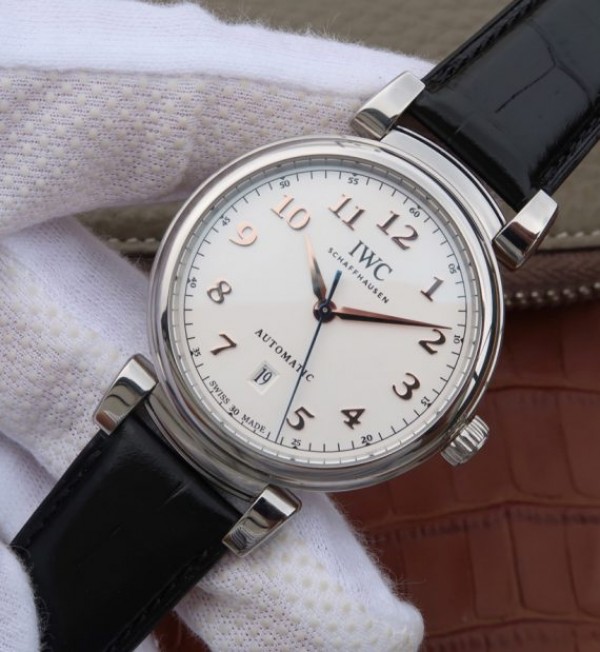 Replica IWC TW Da Vinci IW356601 White Dial Black Leather Strap A2892 - Elite Watch Atelier