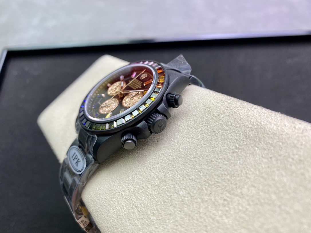 Rolex Daytona - Iridescent Diamond Modified Black Gold Dial(1:1 replica) - Elite Watch Atelier