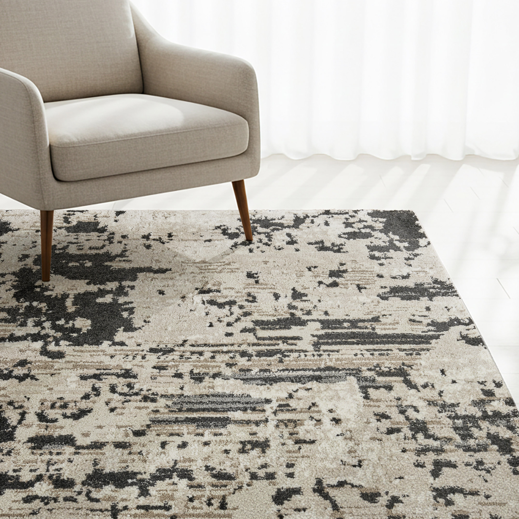 Solaris Area Rug, Argent Charcoal, 8’8” x 13’