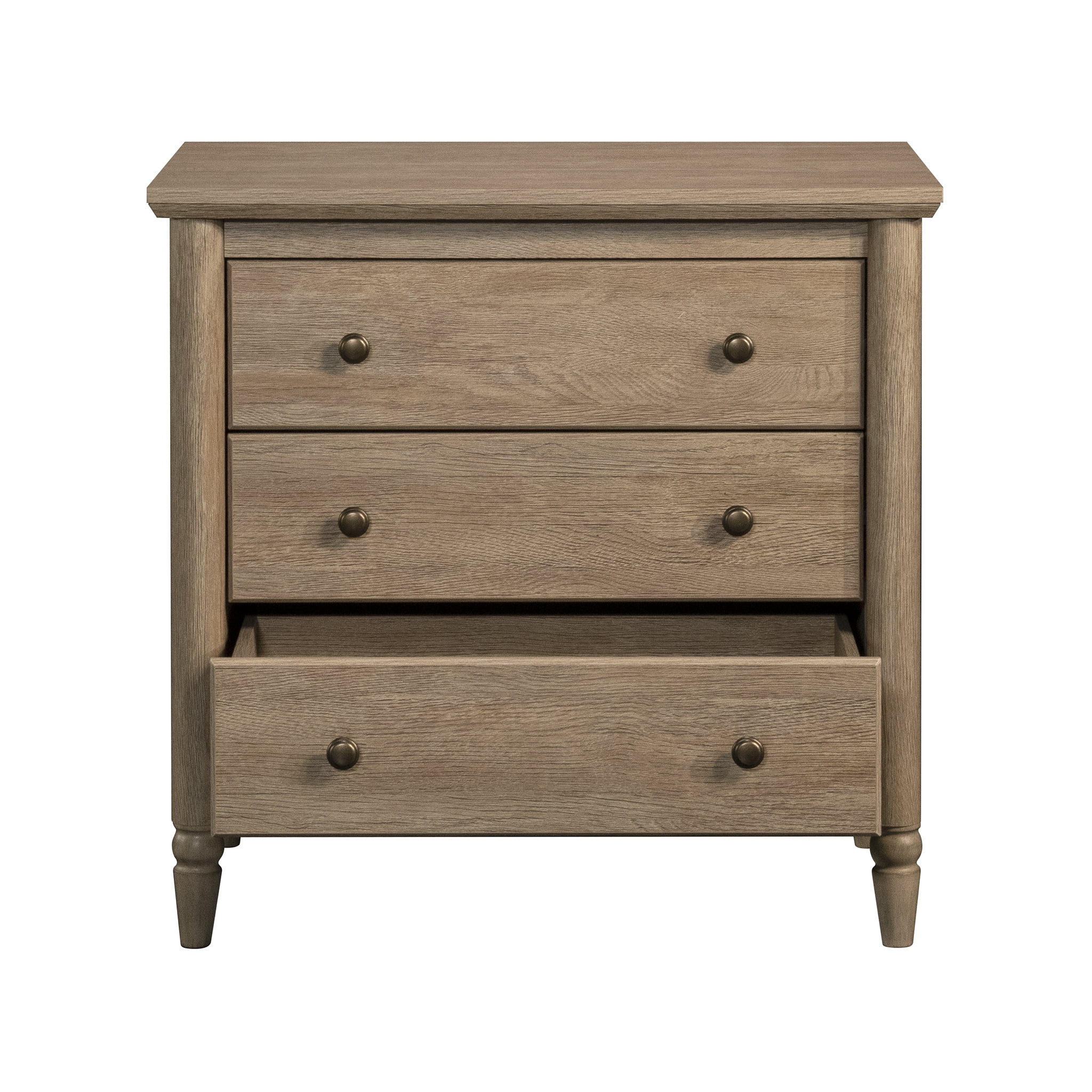 My Texas House Monroe 3 Drawer Nightstand with USB, Brushed Oak Finish - Image 13