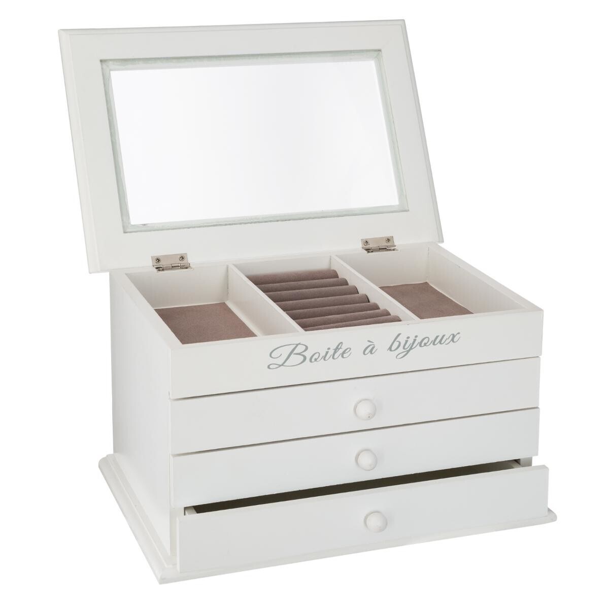 Jewellery box 3 drawers White, 25x15 cm