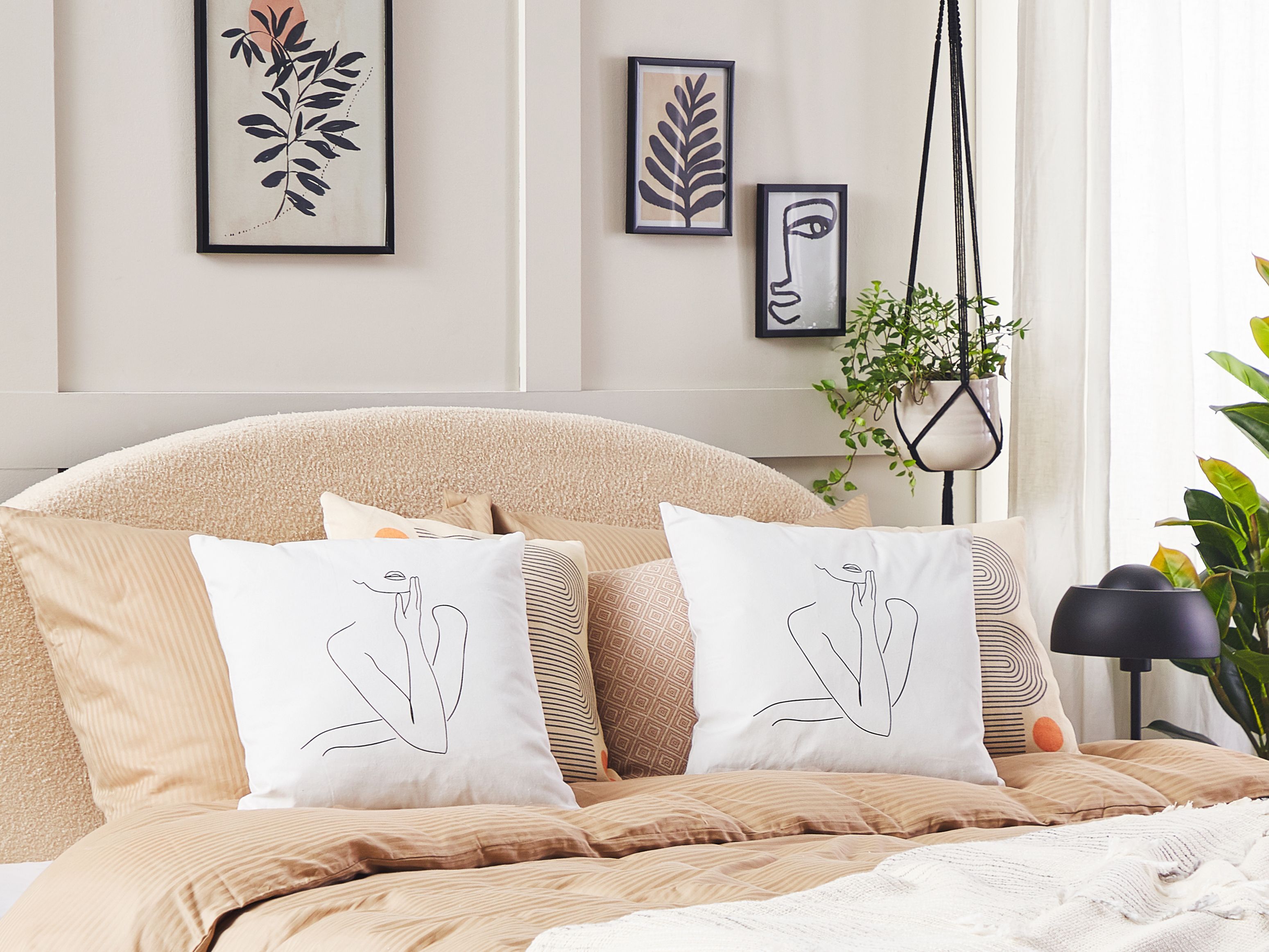 Set of 2 Decorative Cushions MEADOWFOAM Cotton 45 x 45 cm White Abstract Pattern