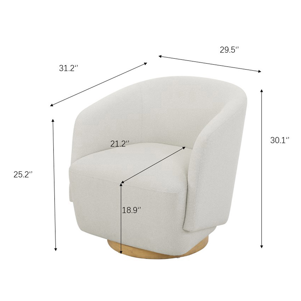 Henredon Murphy Swivel Boucle Chair, Cream - Image 2