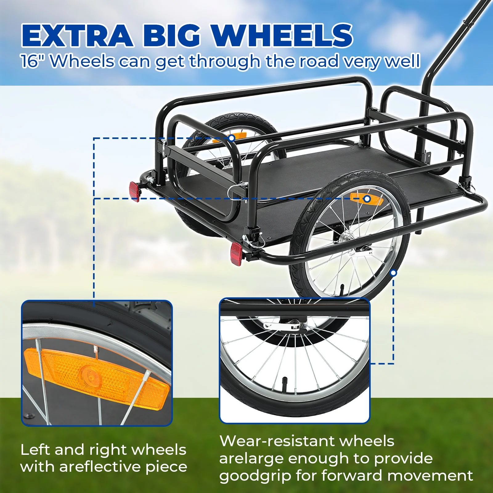 Kojem Foldable Two-Wheels Cargo Trailer Bicycle, Black - Image 4