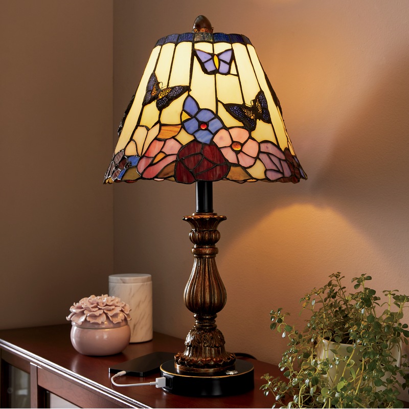 USB Stained Glass Butterfly Table Lamp - MIDNIGHT VELVET CATALOG