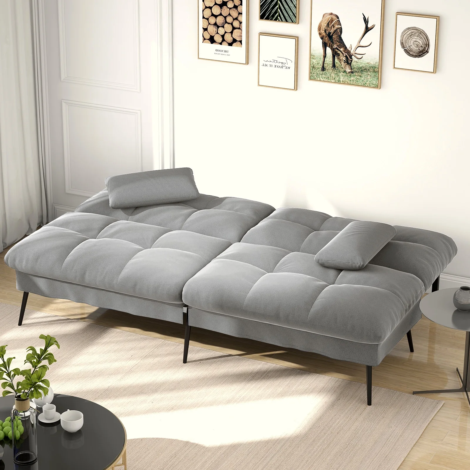 COMHOMA Cloud Comfort Convertible Futon Sofa Bed, Gray - Image 10