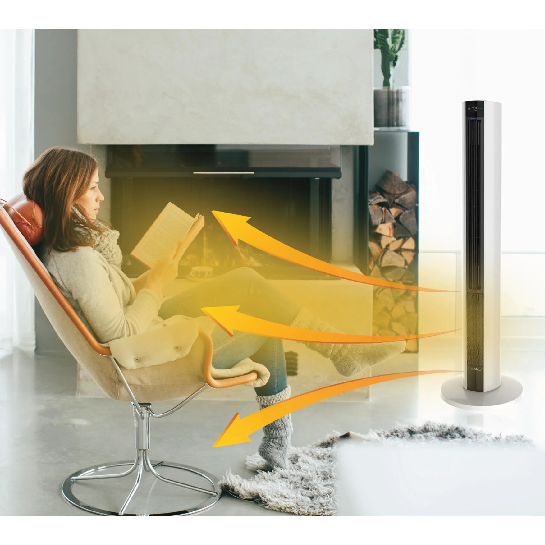 Lasko 42" 1500W All Season Tower Fan & Space Heater with Timer and Remote, White, FH500 - Image 14