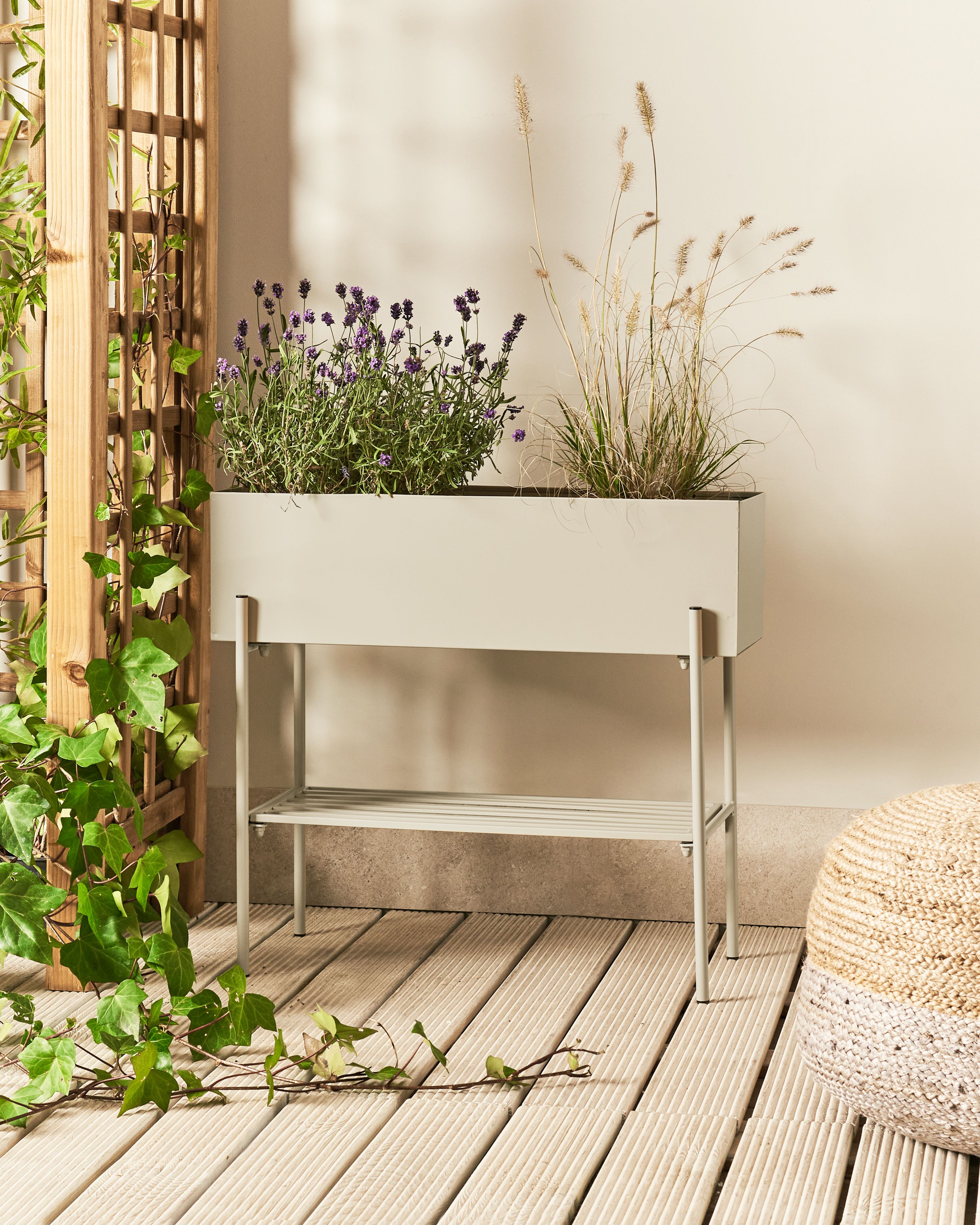 Elevated Plant Pot VINCA Metal 70 cm Beige