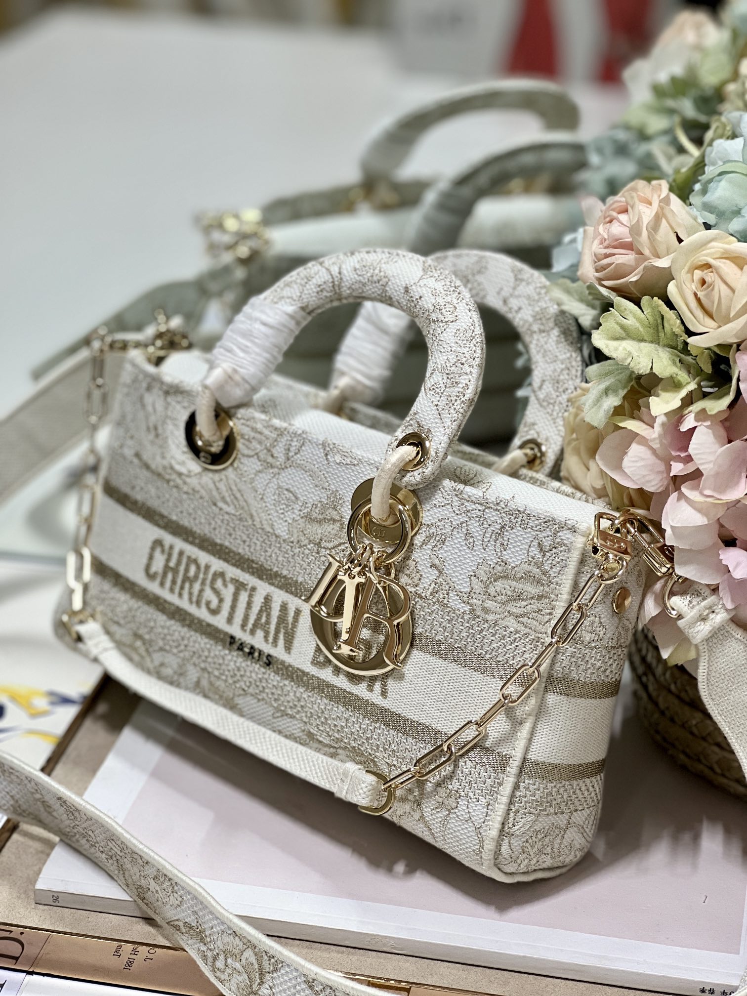 Medium Lady D-Joy Bag Beige For Women 10in/26cm1:1High-quality replica