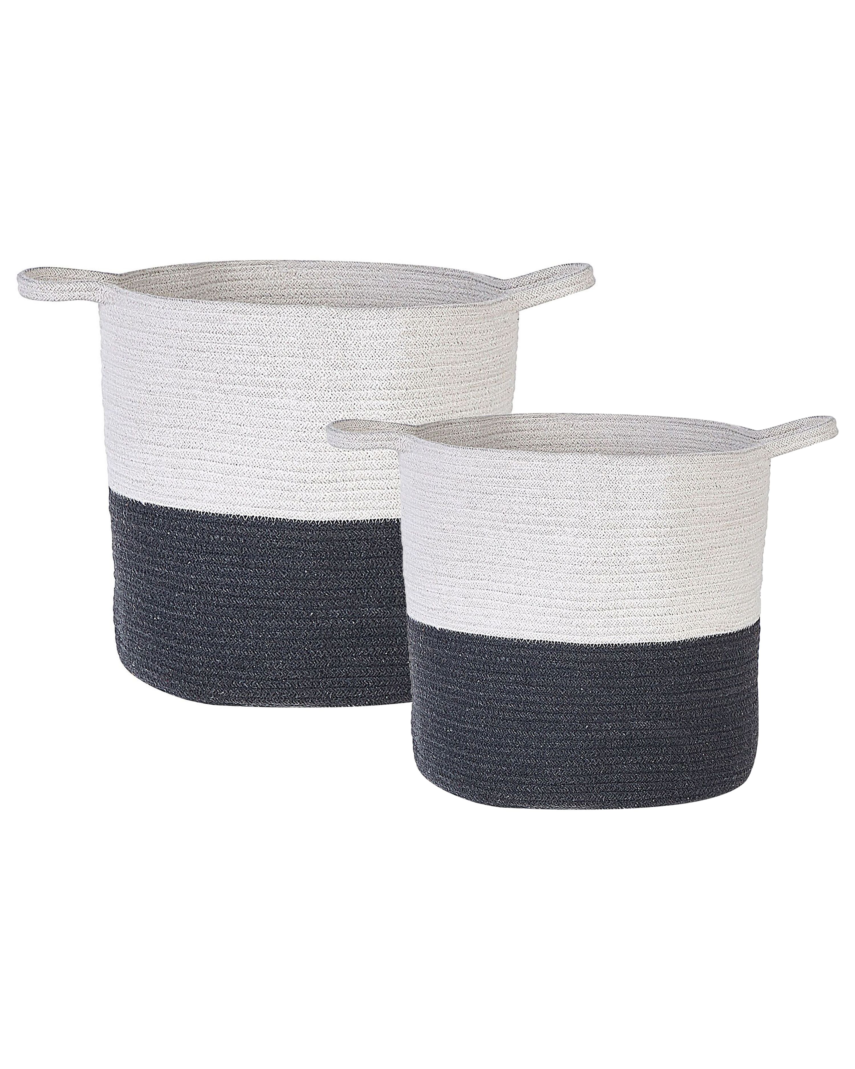 Set of 2 Baskets PAZHA Cotton Black