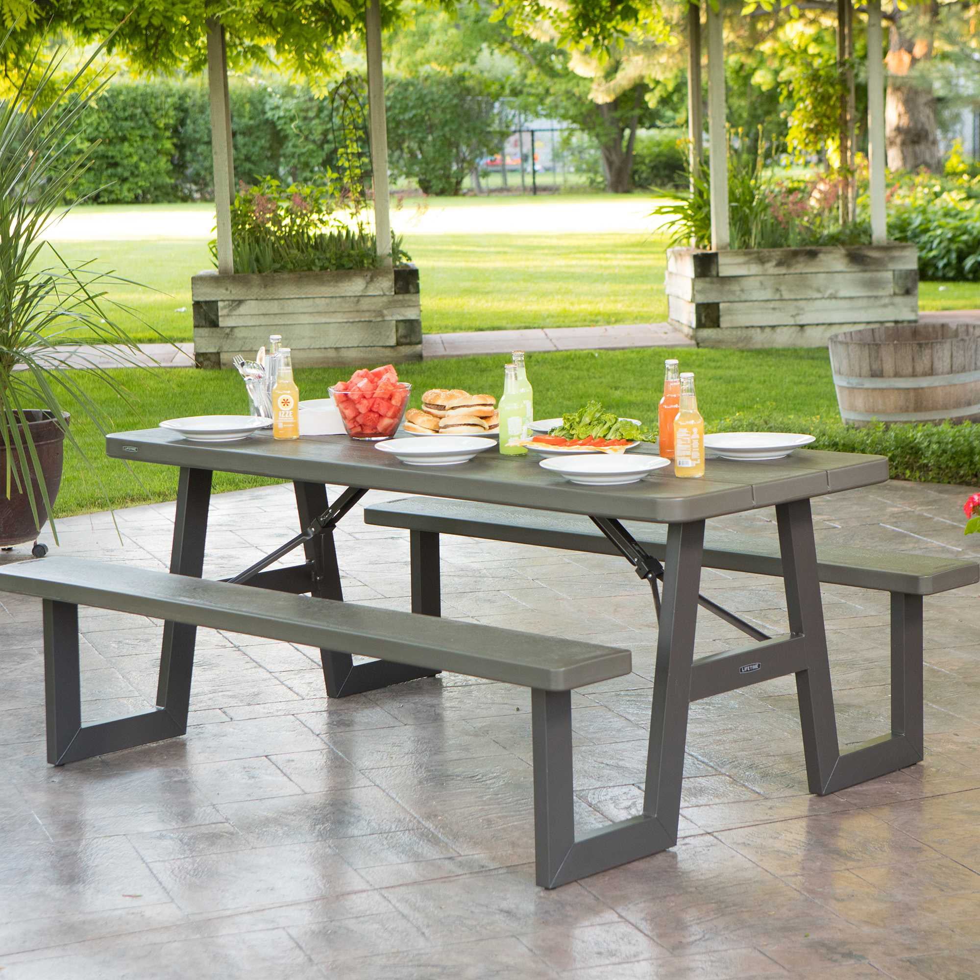 Lifetime 6-Foot W-Frame Folding Picnic Table, Brown - 60233 - Image 18 Lifetime 6-Foot W-Frame Folding Picnic Table, Brown - 60233 - Image 18