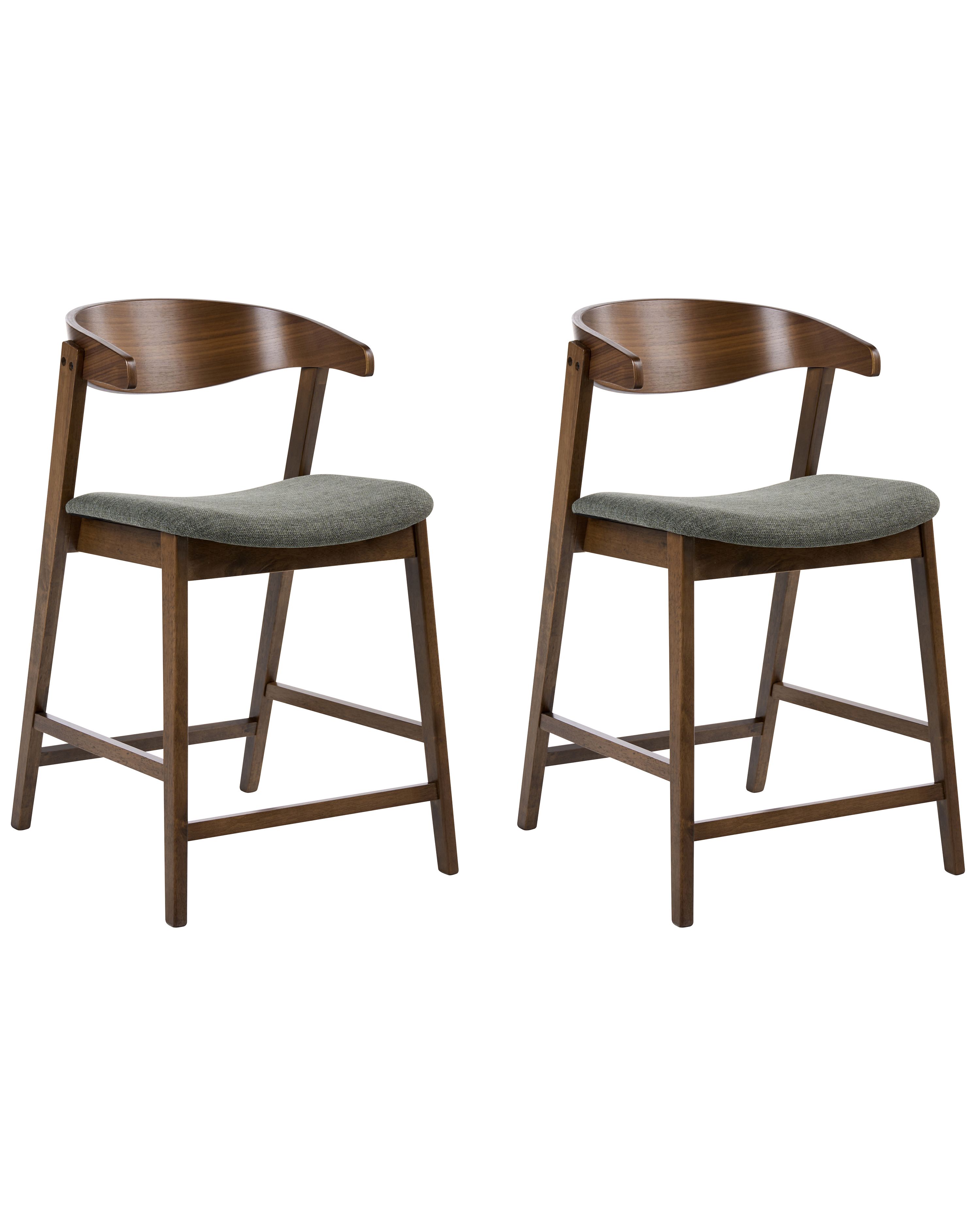 Set of 2 Bar Chairs LILLY Dark Green/ Brown
