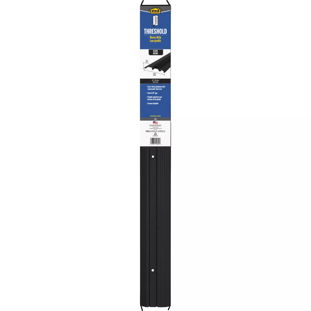 M-D Building Products 3-3/4 In. x 3/4 In. x 36 In. Black Aluminum and Vinyl Heavy-Duty Low-Profile Threshold