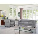 Naomi Home Emery Chesterfield Sofa & Accent Chair with Rolled Arms, Tufted Cushions, White