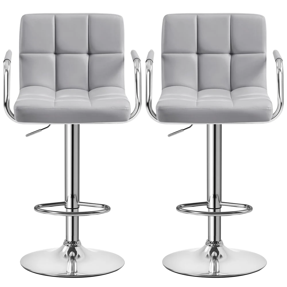 Yaheetech 2pcs PU Leather Adjustable Bar Stools for Dining Room, Black - Image 10