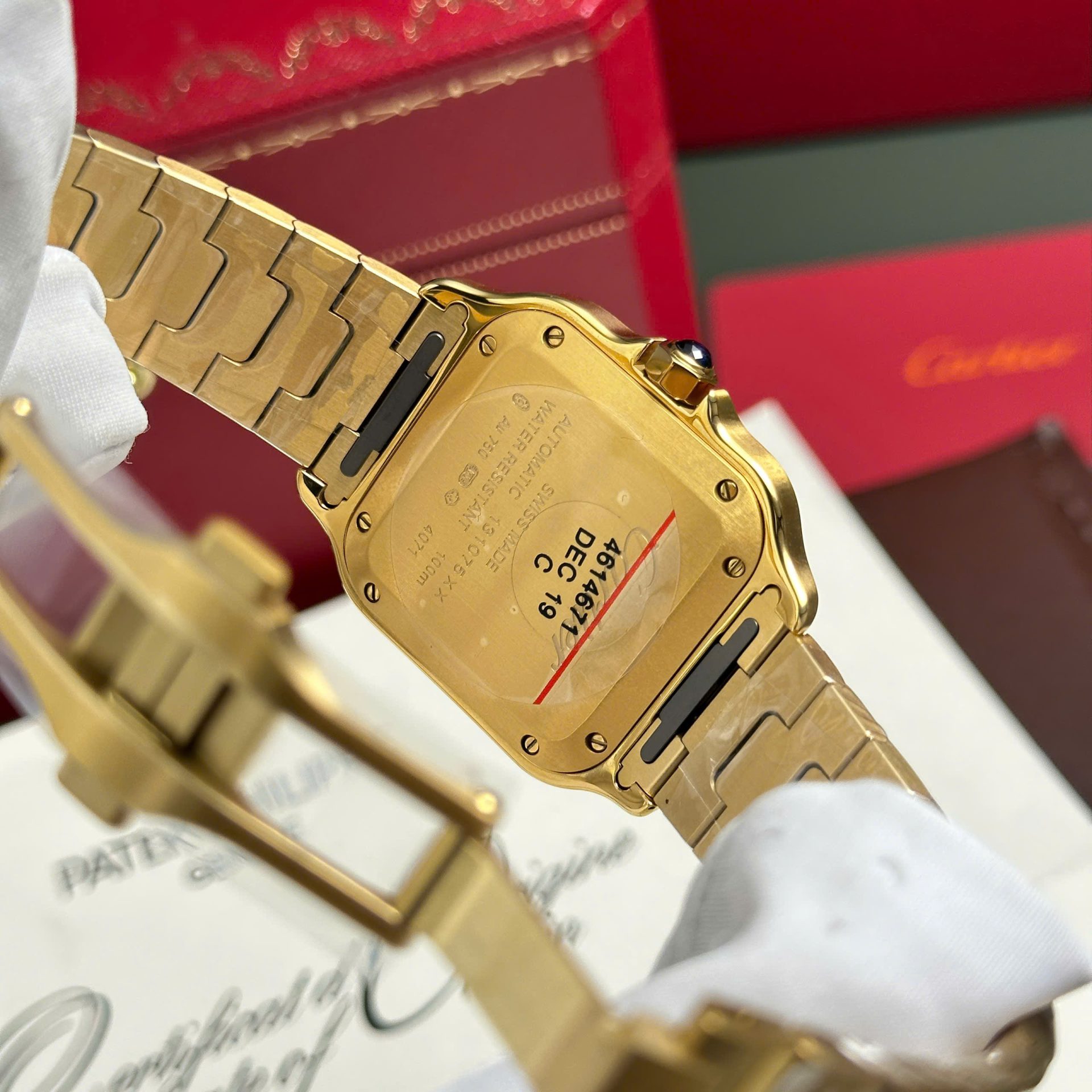 Cartier Santos Yellow Replica Watch White Dial BV Factory 35mm - Top club