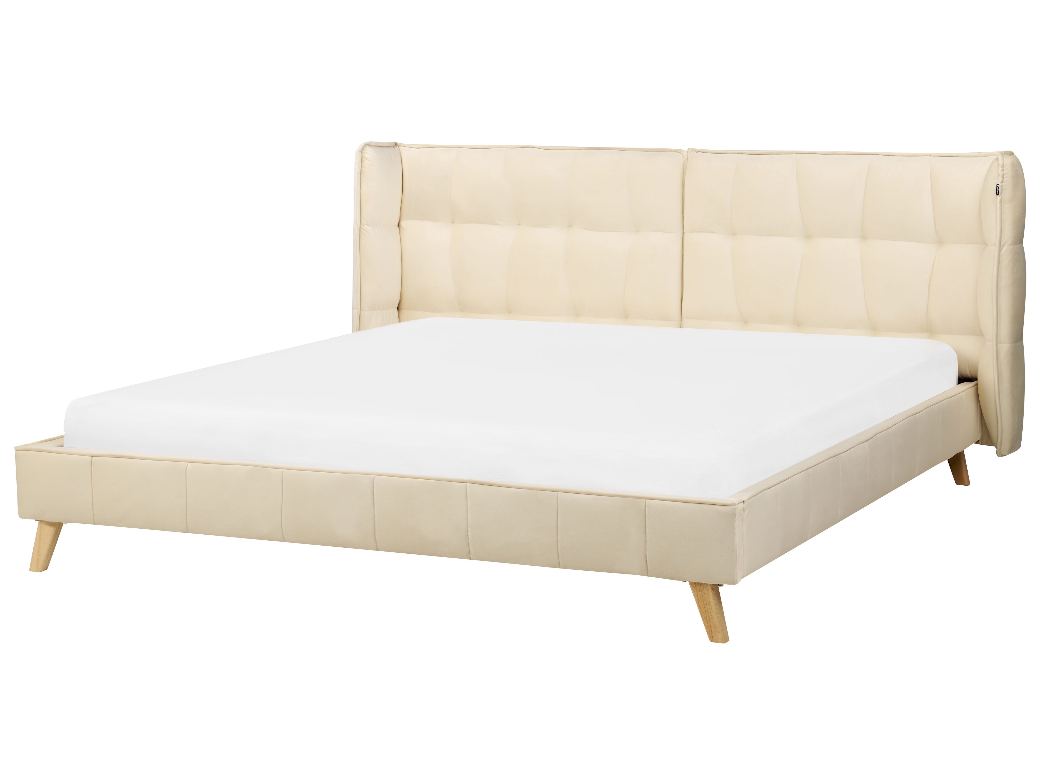 Bed Velvet SENLIS 180 x 200 cm (EU Super King) Beige
