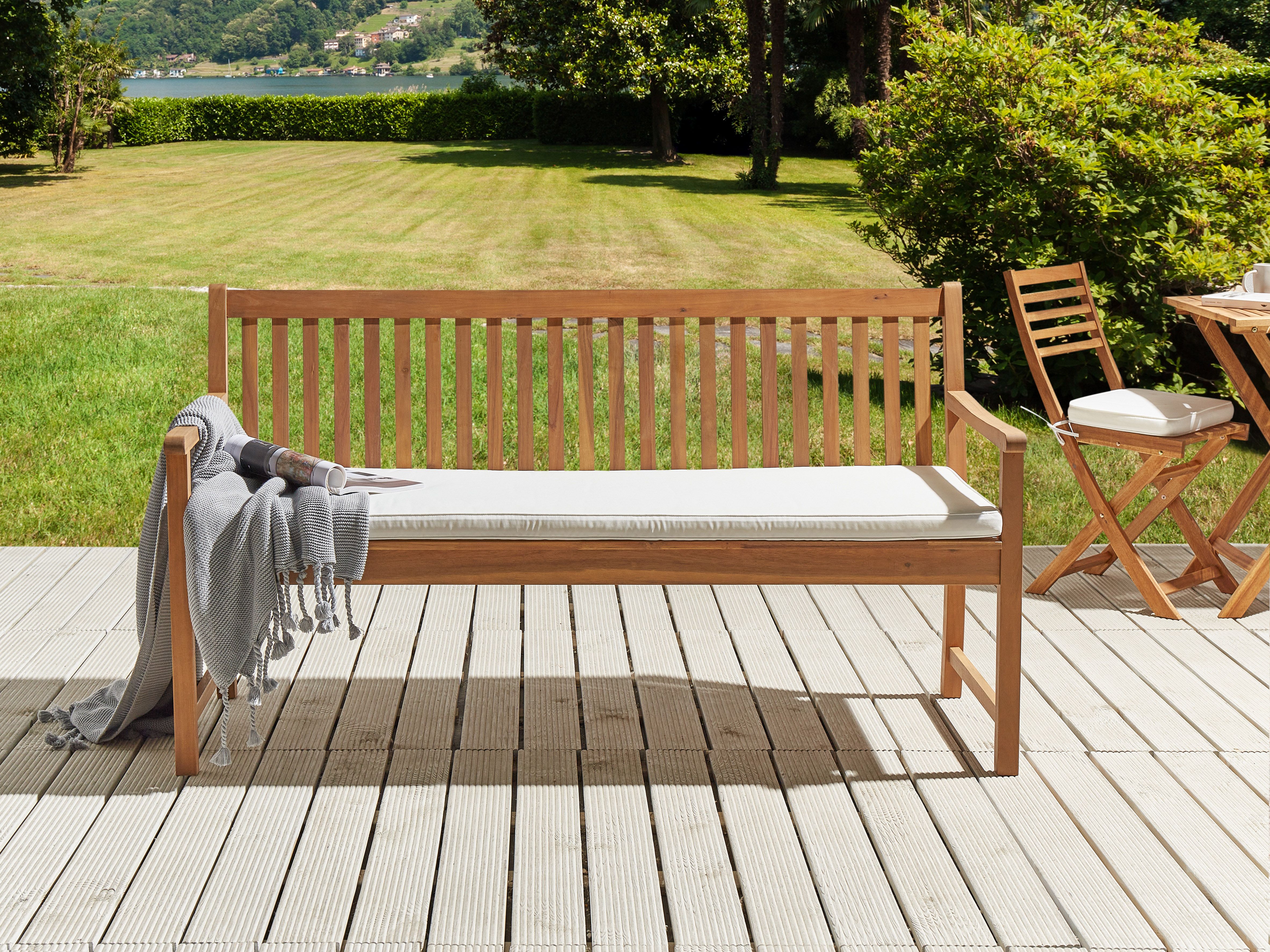 Bench Seat Pad Cushion VIVARA 152 x 54 cm Off-White