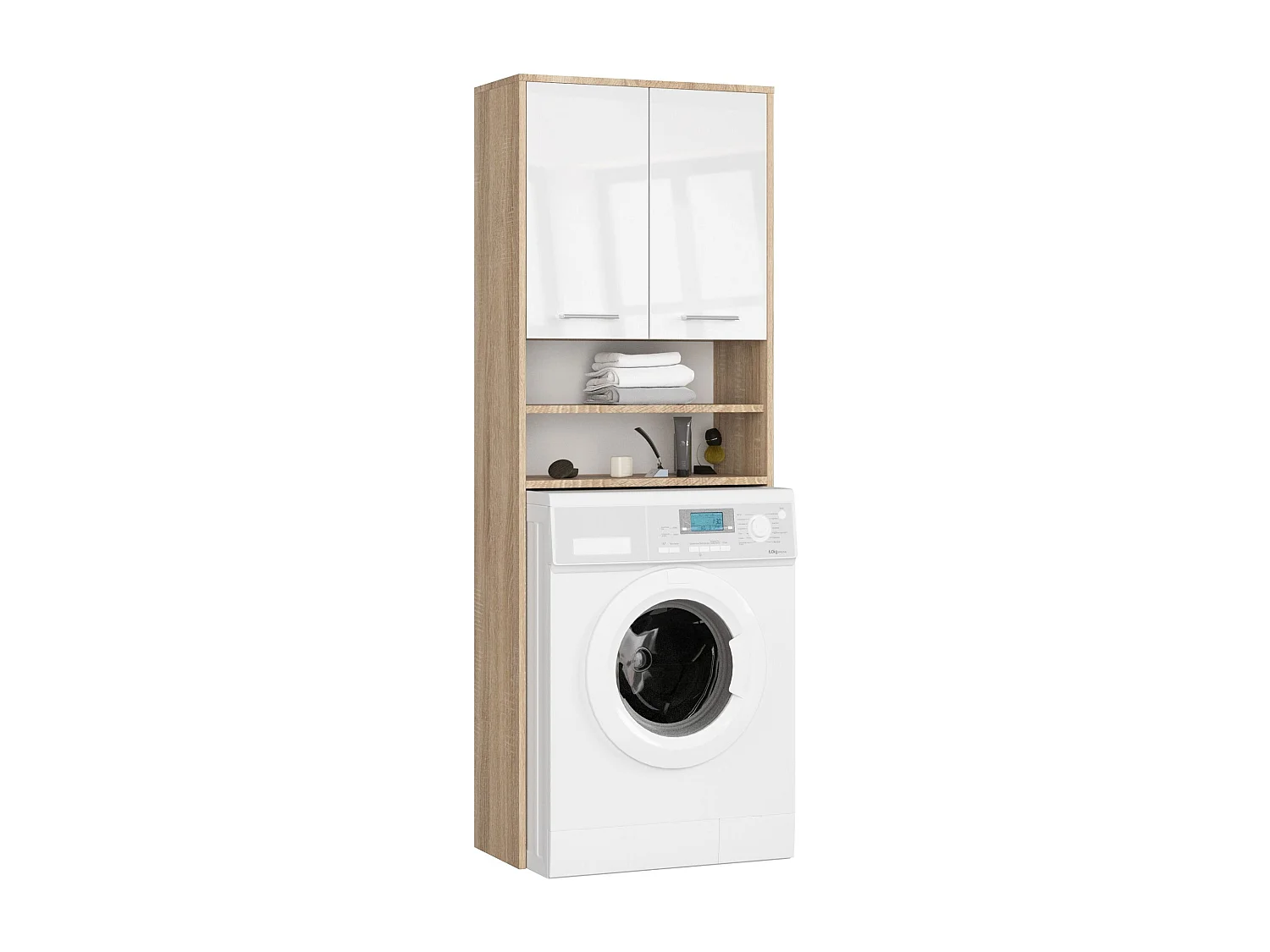 Meuble de rangement pour machine à laver, 2 portes, 64 x 30 x 190 cm