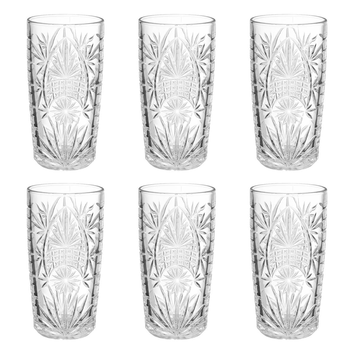 Set of 6 tall tumblers "Ayla" 350 ml, Transparent