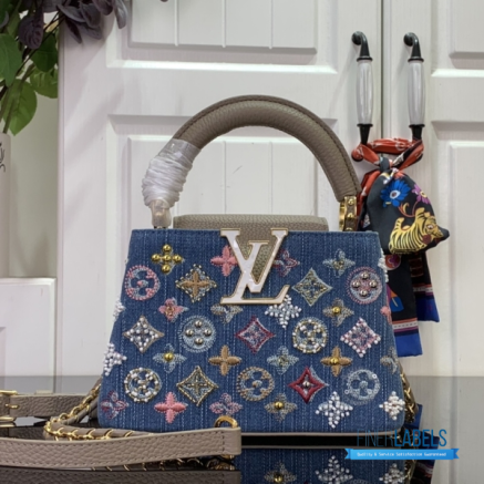 Embellished Denim Mini Handbag with Gold Hardware1:1High-quality replica