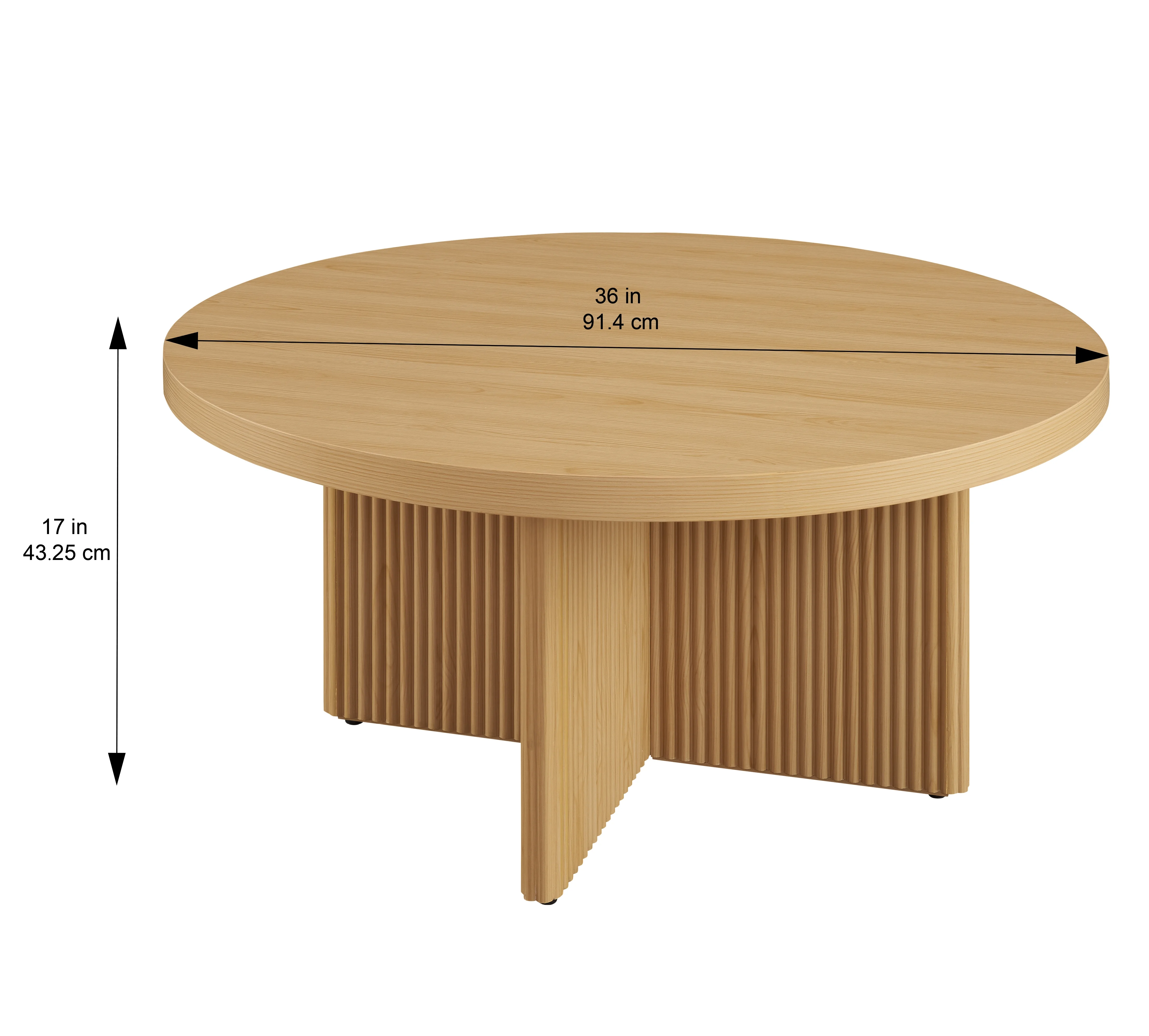 Better Homes & Gardens Lillian Fluted Coffee Table, Natural Pine Finish - Image 8