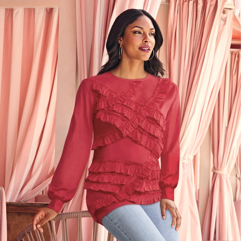 Rory Ruffle Tunic - MIDNIGHT VELVET CATALOG