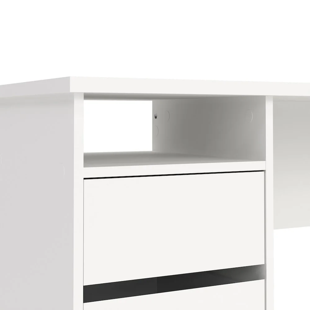 Tvilum Wes Writing Desk with 3 Storage Drawers and Open Shelf for Adults, White