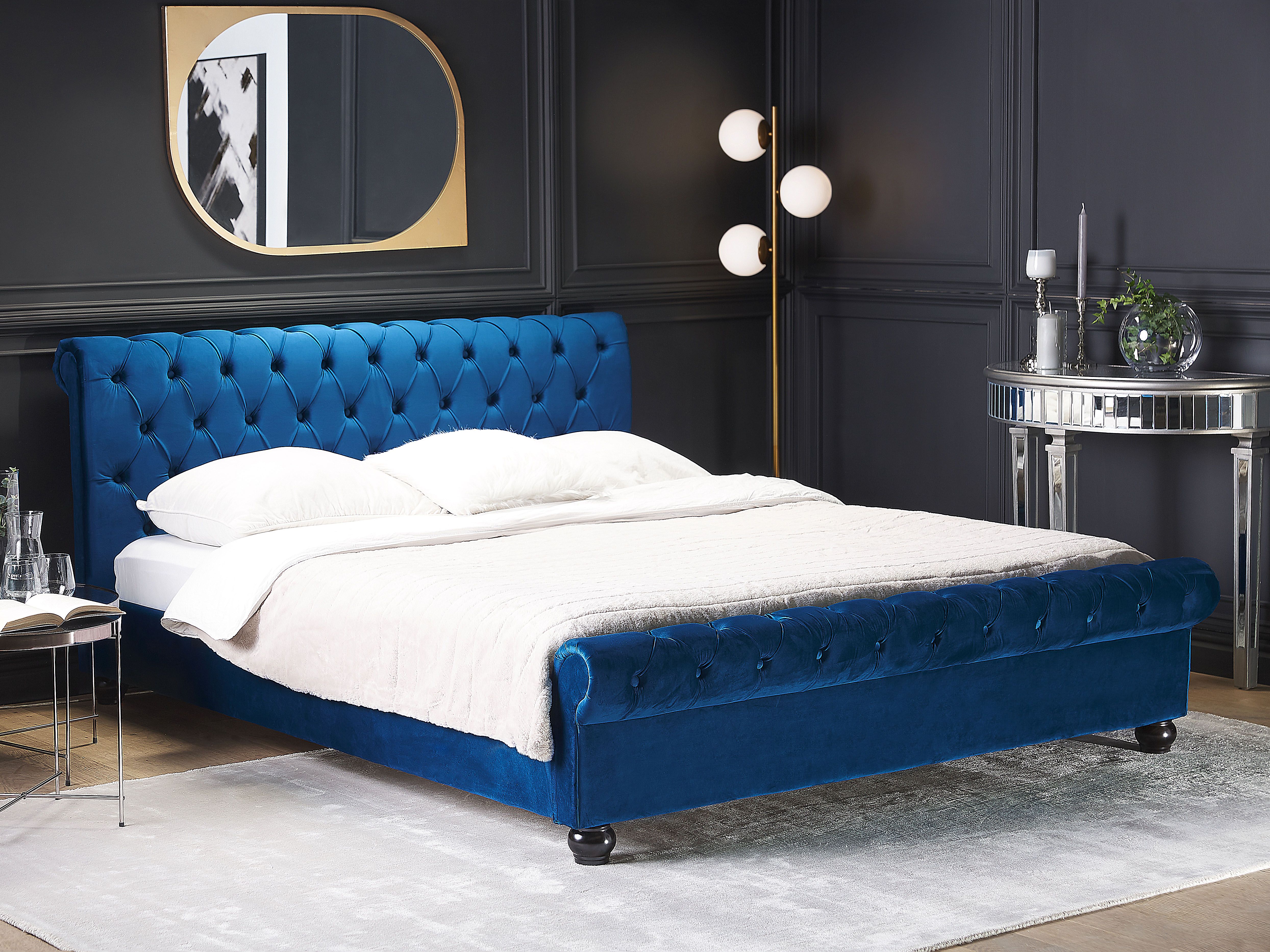 Waterbed Velvet AVALLON 180 x 200 cm (EU Super King) Navy Blue